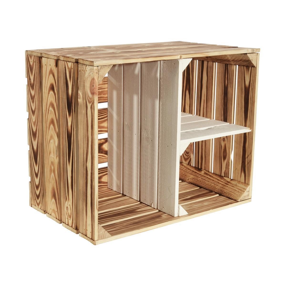CHICCIE Holzkiste Geflammte Obstkiste 50x40x30 – Hell Geflammt Weiß T Regal (1 St)