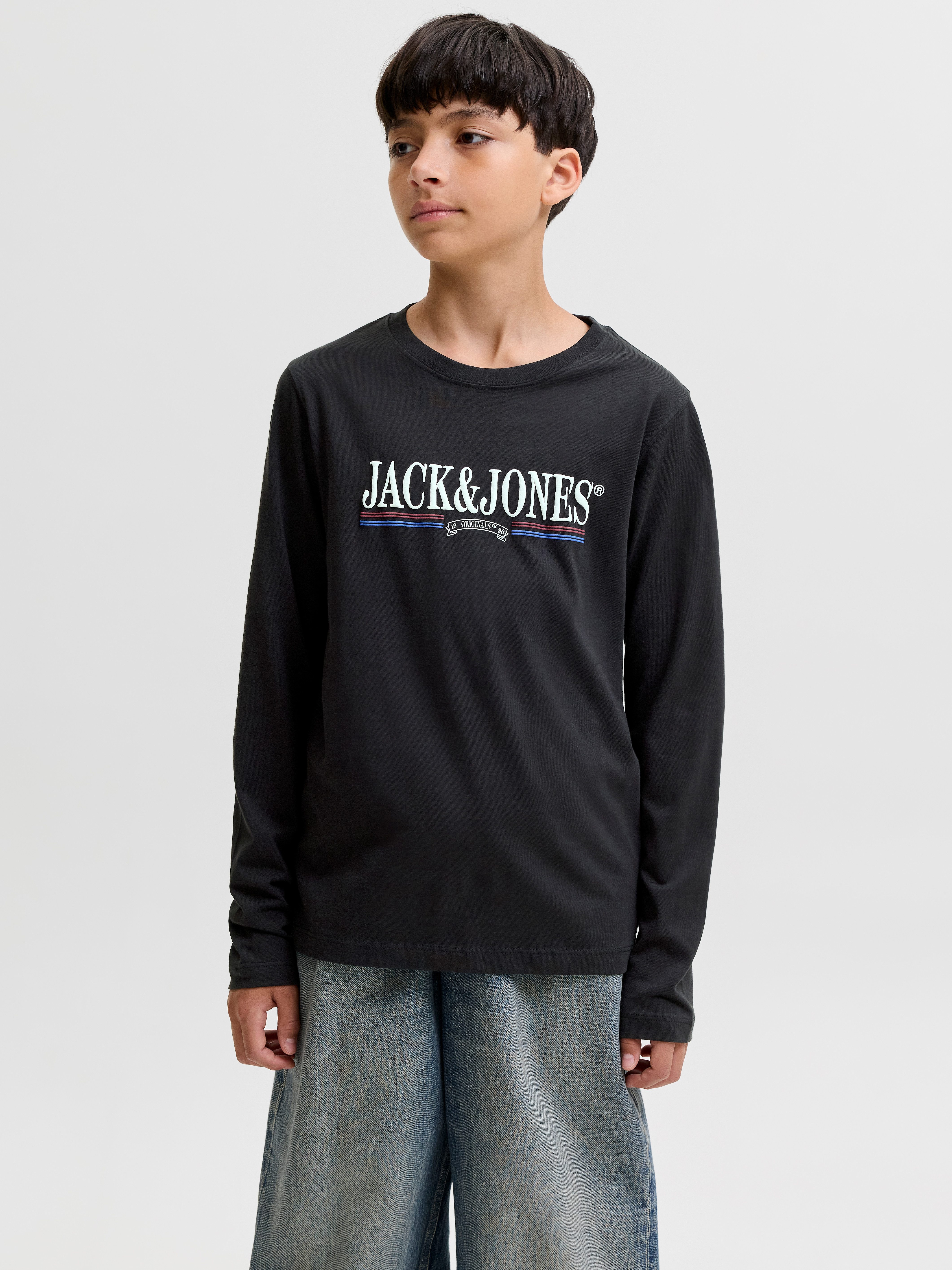 Jack & Jones Junior Langarmshirt JORFREDERIKSBERG GRAPHIC BOX TEE LS JNR Baumwolle, regular fit