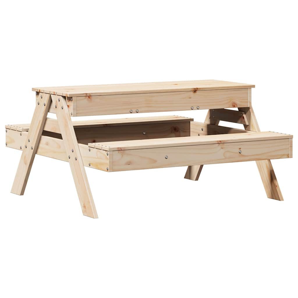 vidaXL Gartentisch Picknicktisch mit Sandkasten für Kinder Massivholz Kiefer (1-St)