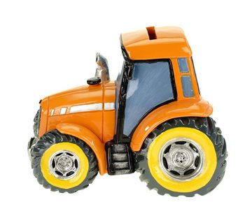 Kremers Schatzkiste Spardose Große Spardose Traktor orange Deko Sparschwein Figur Bauer Bauernhof