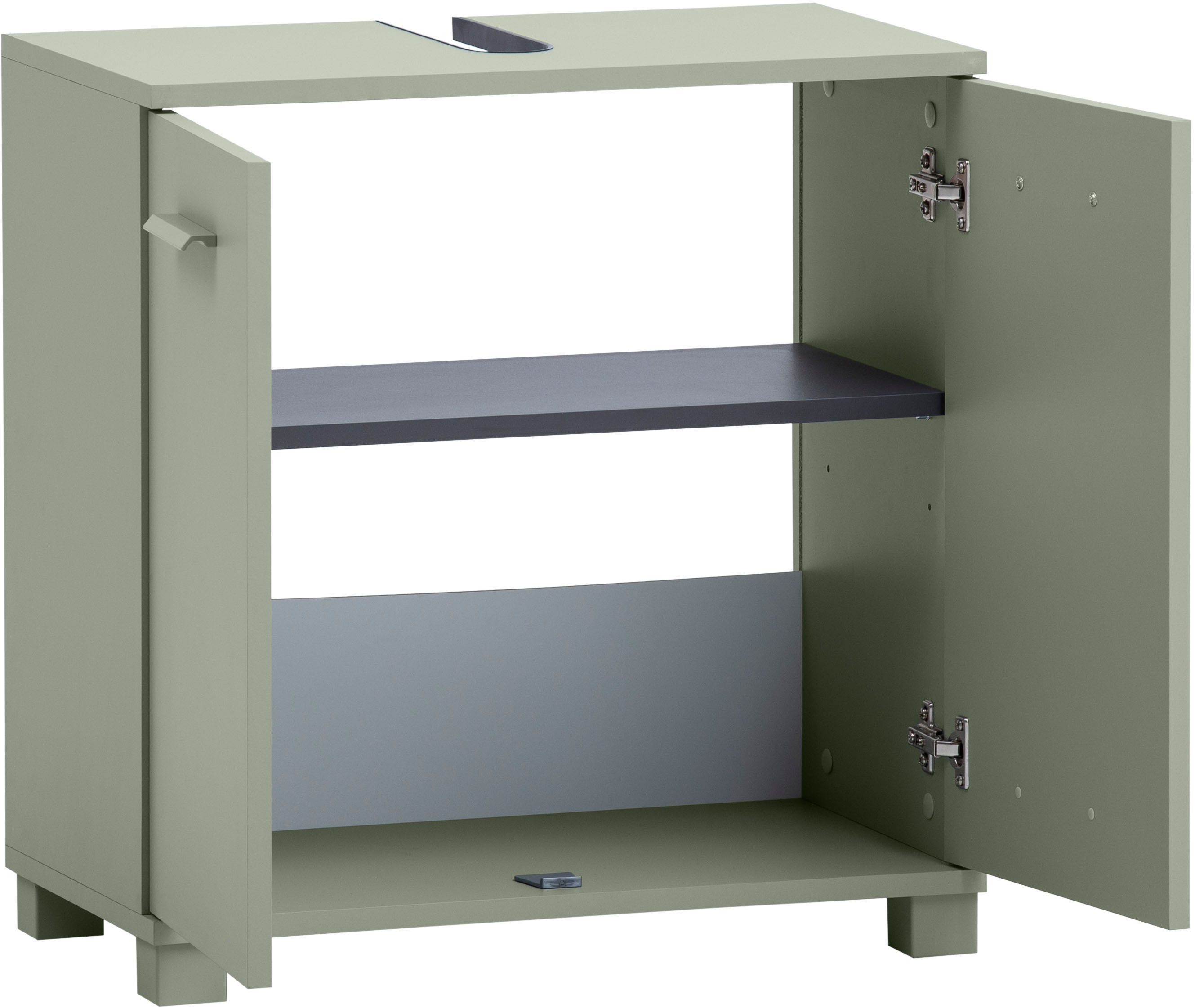 Schildmeyer Waschbeckenunterschrank Mono, Breite 59 cm, Metallbeschläge Made in Germany