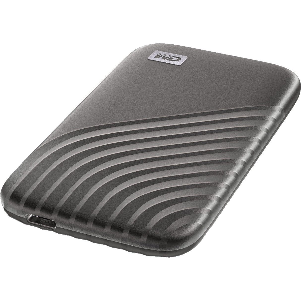 Western Digital WD My Passport 500GB Grau Portable SSD USB-C externe SSD (500 GB) 1050 MB/S Lesegeschwindigkeit, 1000 MB/S Schreibgeschwindigkeit, NVMe, 256-Bit AES, USB-C, Fallschutz, Stoßfest