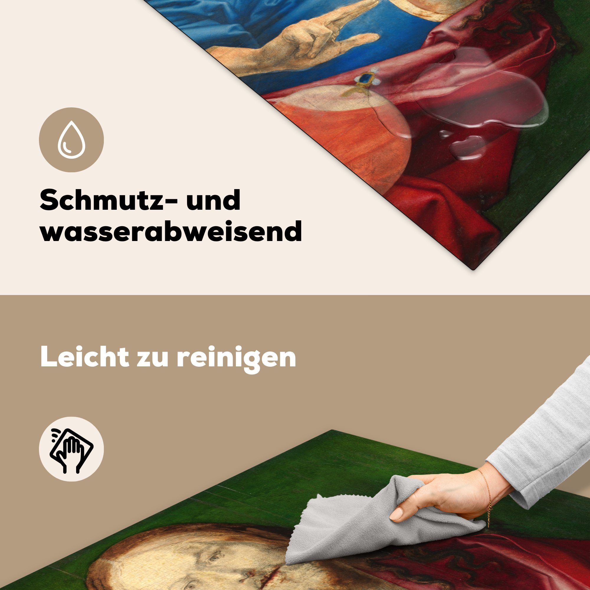 MuchoWow Herdblende-/Abdeckplatte Salvator Mundi - küche Dürer, (1 Ceranfeldabdeckung, Arbeitsplatte cm, tlg), Albrecht 78x78 Vinyl, für