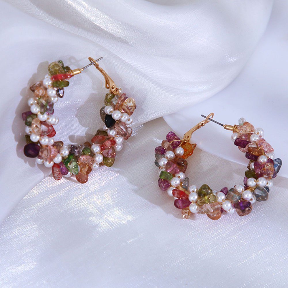 Kreis-Ohrringe Paar Brautschmuck Damenschmuck LAKKEC Perle Ohrhänger Bohemian-Stil im Paar