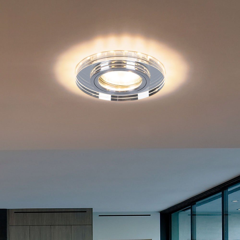 etc-shop Strahler Leuchtmittel Einbau Einbaustrahler, Warmweiß, Spot Arbeits rund Lampe im LED Decken Glas Zimmer Wohn inklusive,
