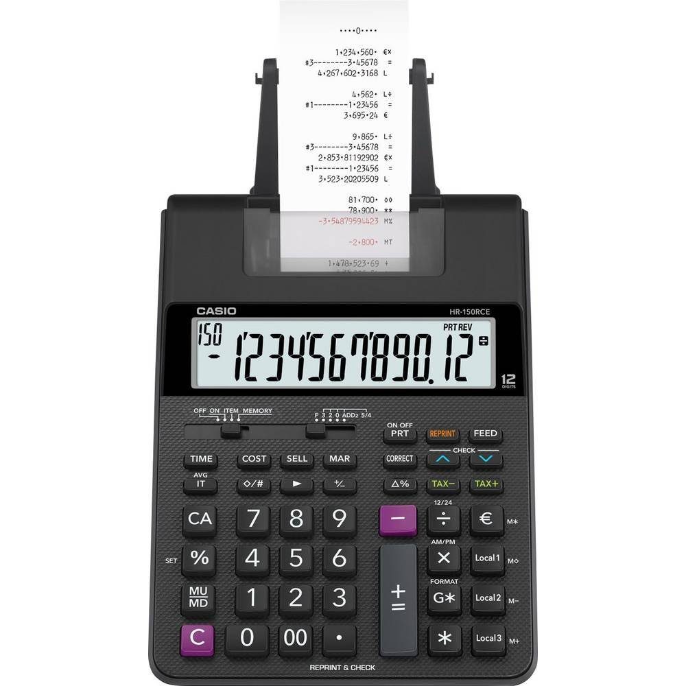 CASIO Taschenrechner Druckender Tischrechner HR-150RCE, Angewinkeltes Display