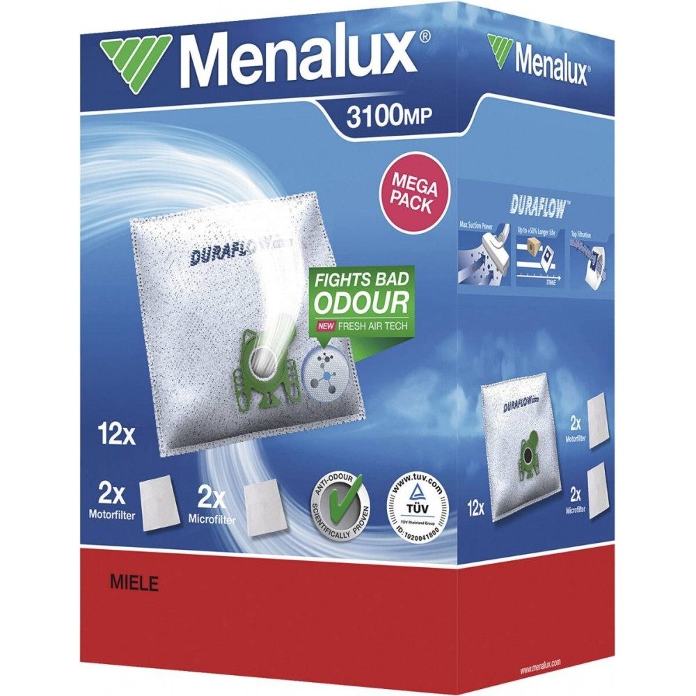 Staubsaugerbeutel Menalux 3100MP Staubsaugerbeutel 12 Stück für Miele