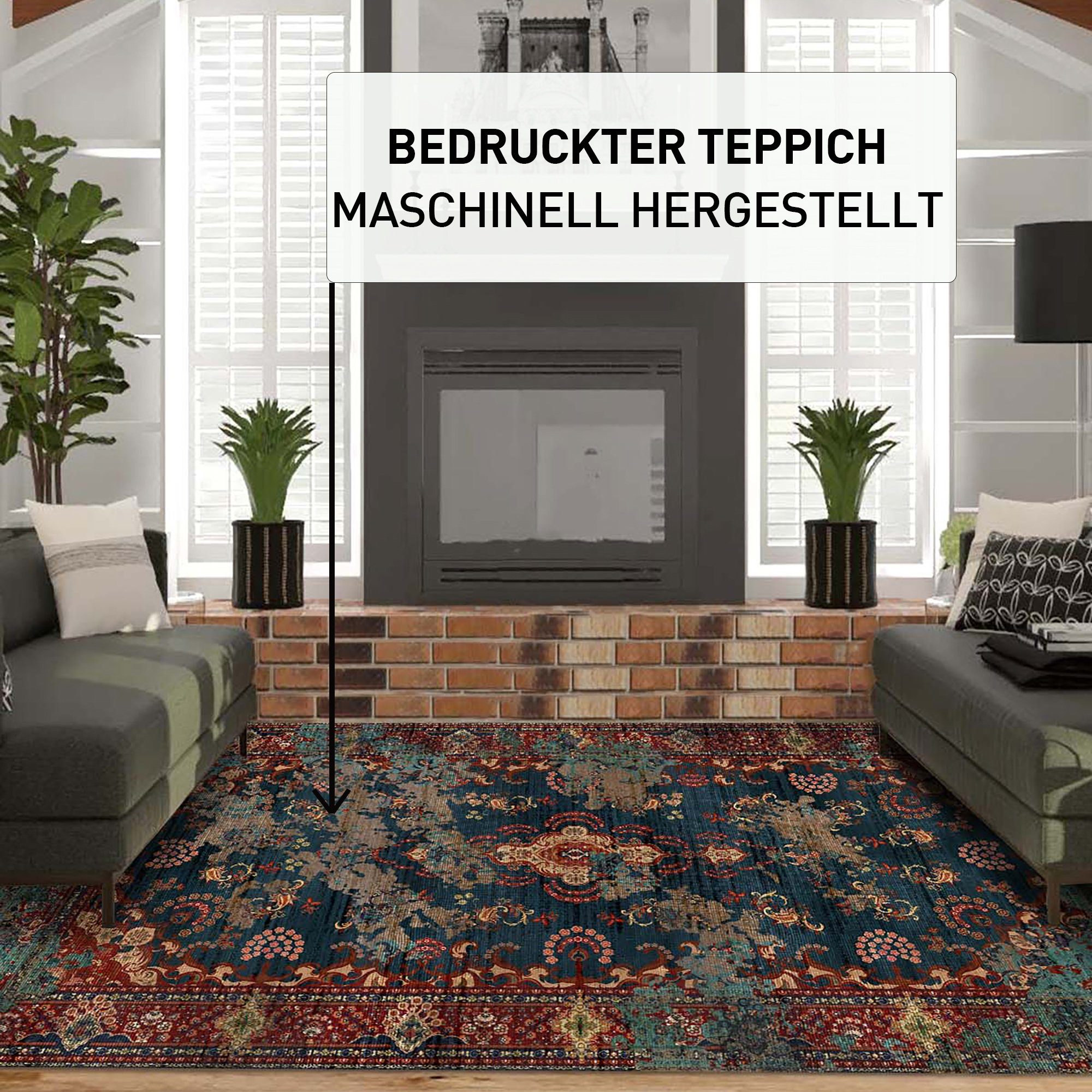 Bamyum Teppich Kinvevart Teppich mit ChenilleDruck, Waschbarer Antibakteriell Teppich, Einzelstück – Bild 3 von 5