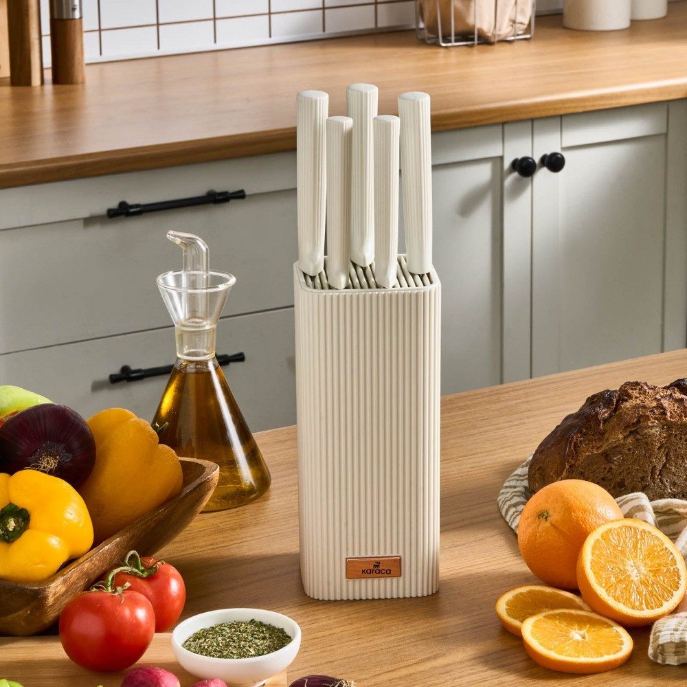 Messer-Set Karaca Massimo Line 6-teiliges Messerset, Creme