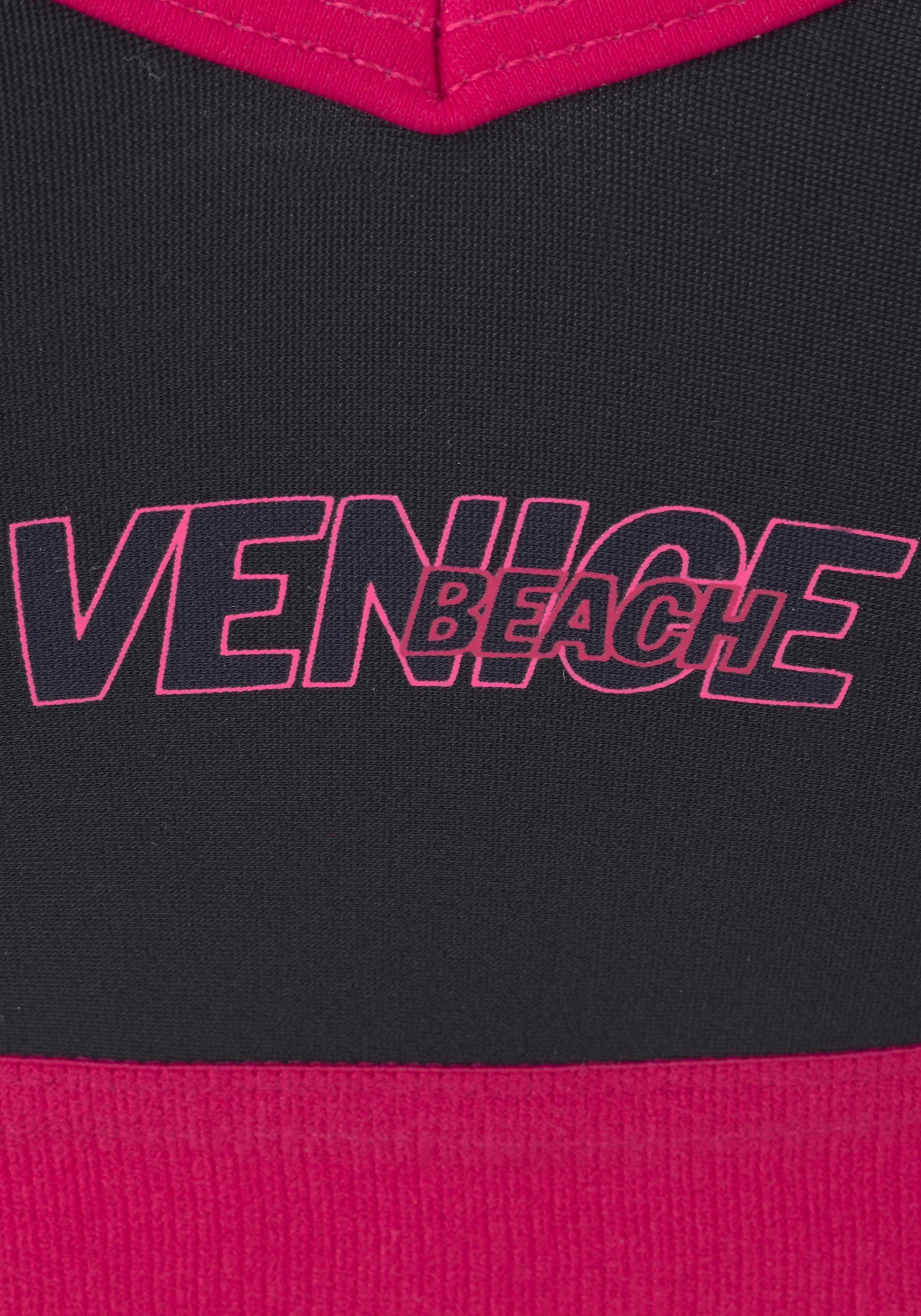 Venice Beach schwarz-pink Details Bustier-Bikini mit abgetönten
