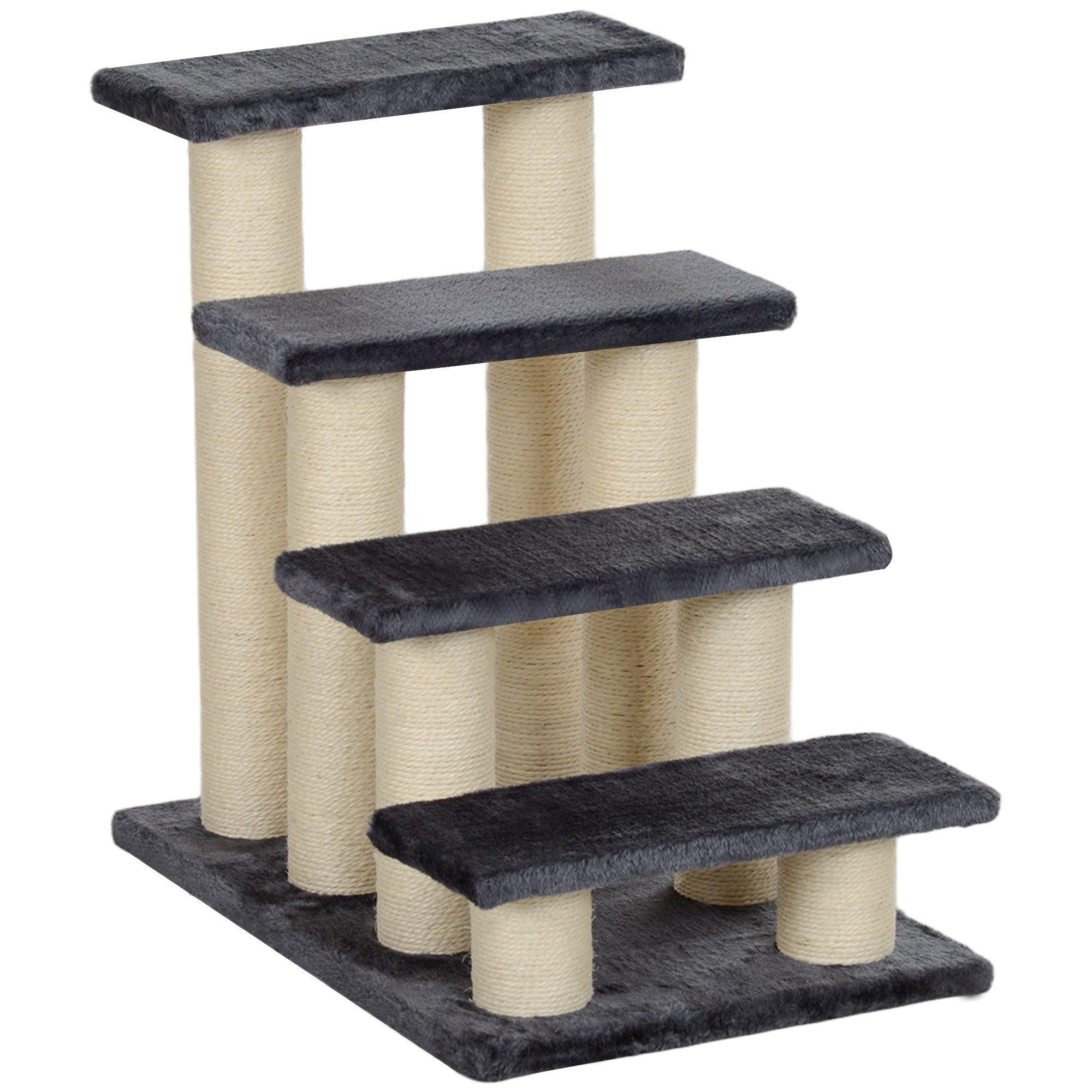 Kratzbaum 63,5x43x60cm Tiertreppe Katzentreppe mit 4 Stufen Grau