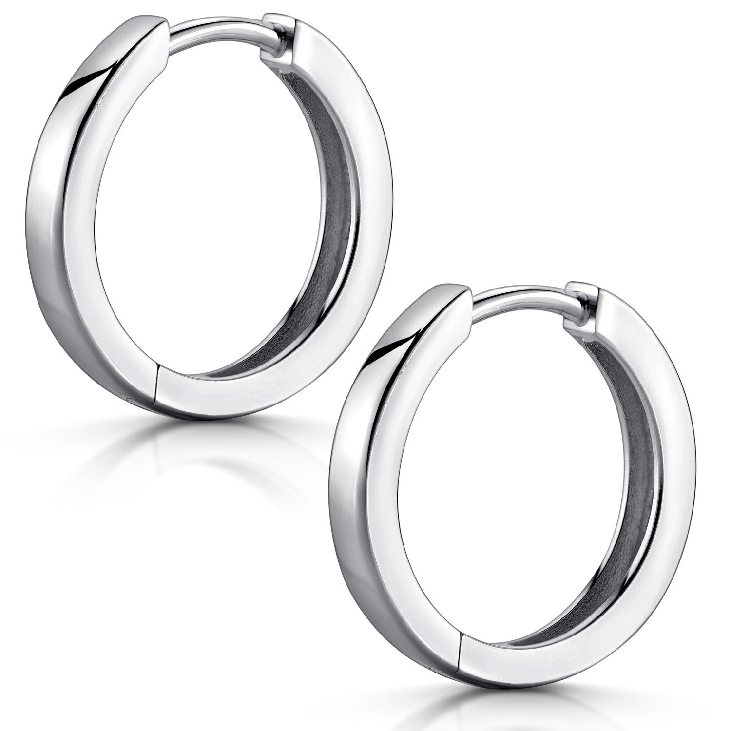 Materia Paar Creolen Creolen Silber 18mm SO-460, aus 925 Sterling Silber, rhodiniert
