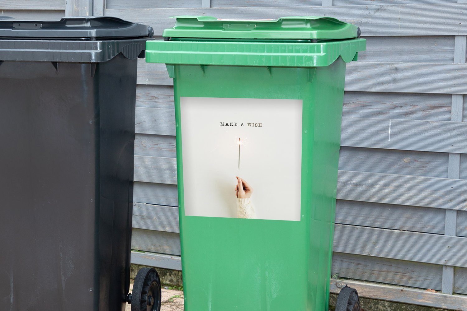 Mülltonne, - Container, Mülleimer-aufkleber, Sterne Wandsticker St), Abfalbehälter Winter Zitat Feuerwerk (1 - MuchoWow Sticker,