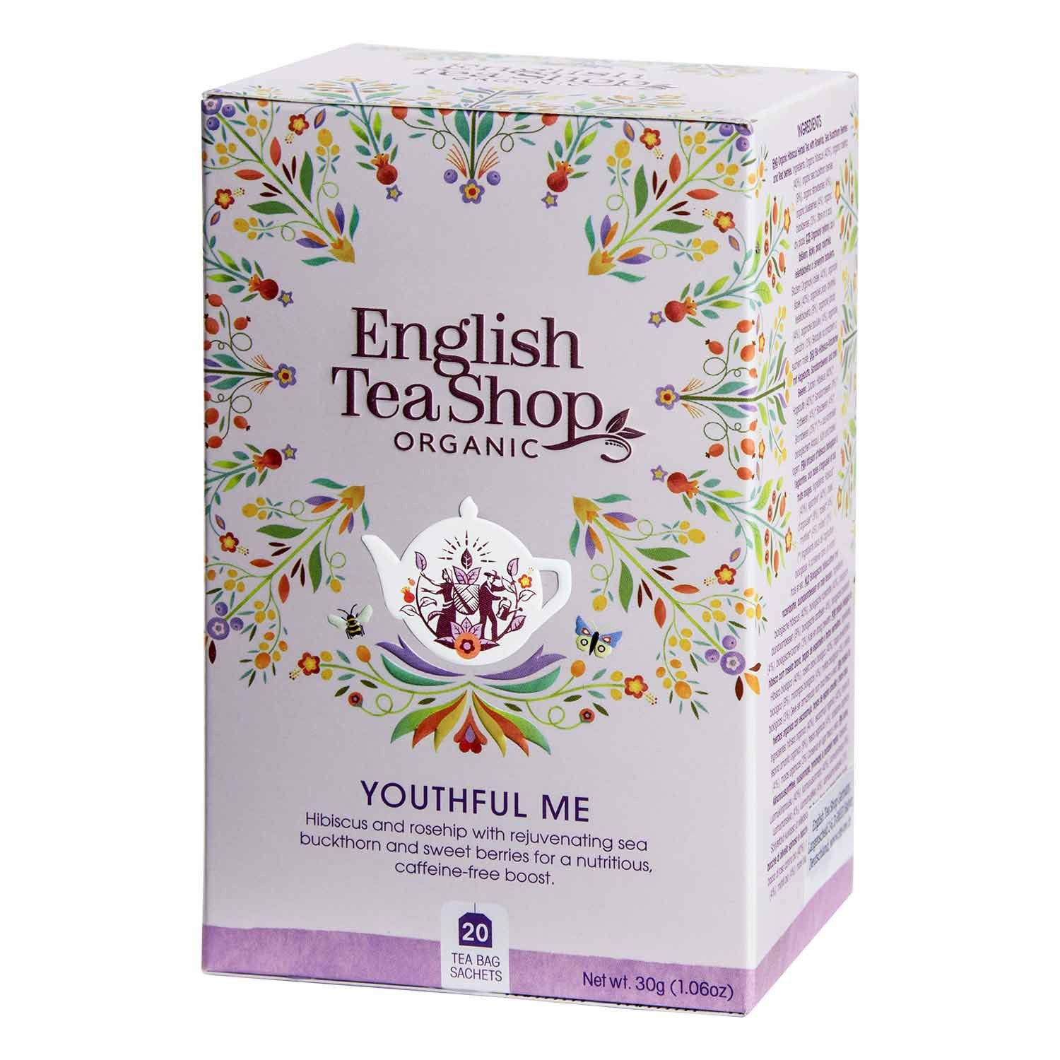 English Tea Shop Tee Youthful Me, BIO Wellness-Tee, 20 Teebeutel, Fruchtiger BIO Tee ohne Aromazusatz.
