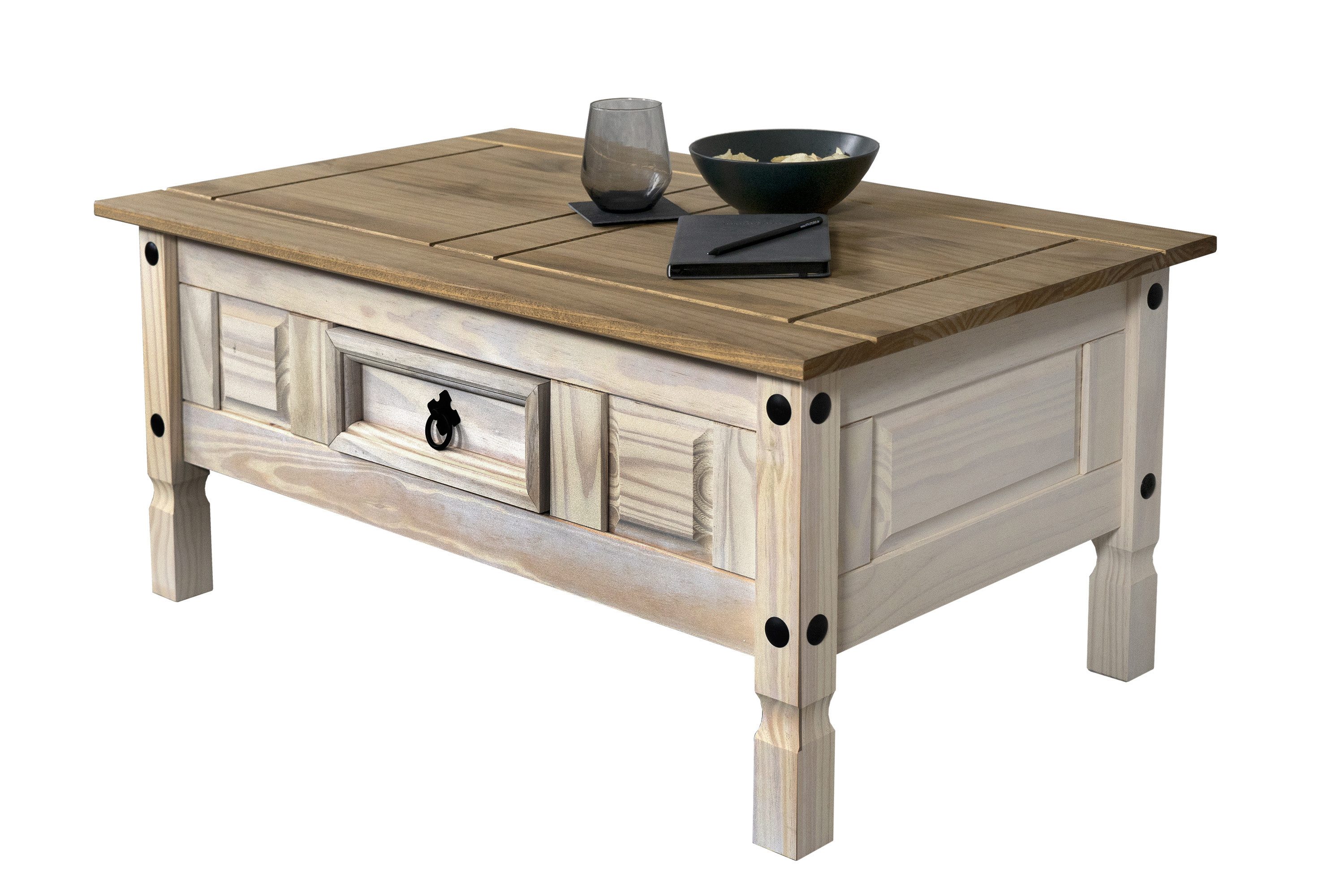 Loreno® Couchtisch Mexico, massives Pinienholz, weiß günstig online kaufen