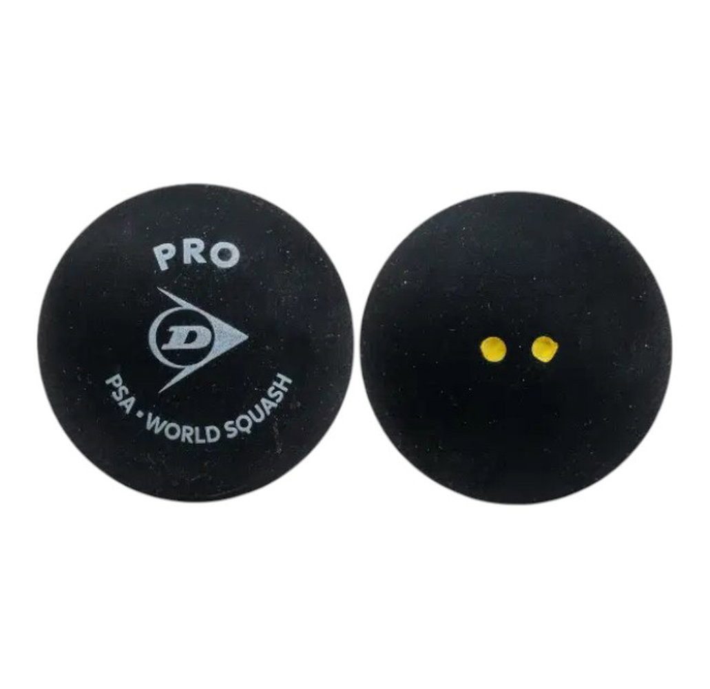 Dunlop Squashball Pro (2 gelbe Punkte, Speed sehr langsam) schwarz - 1 Ball