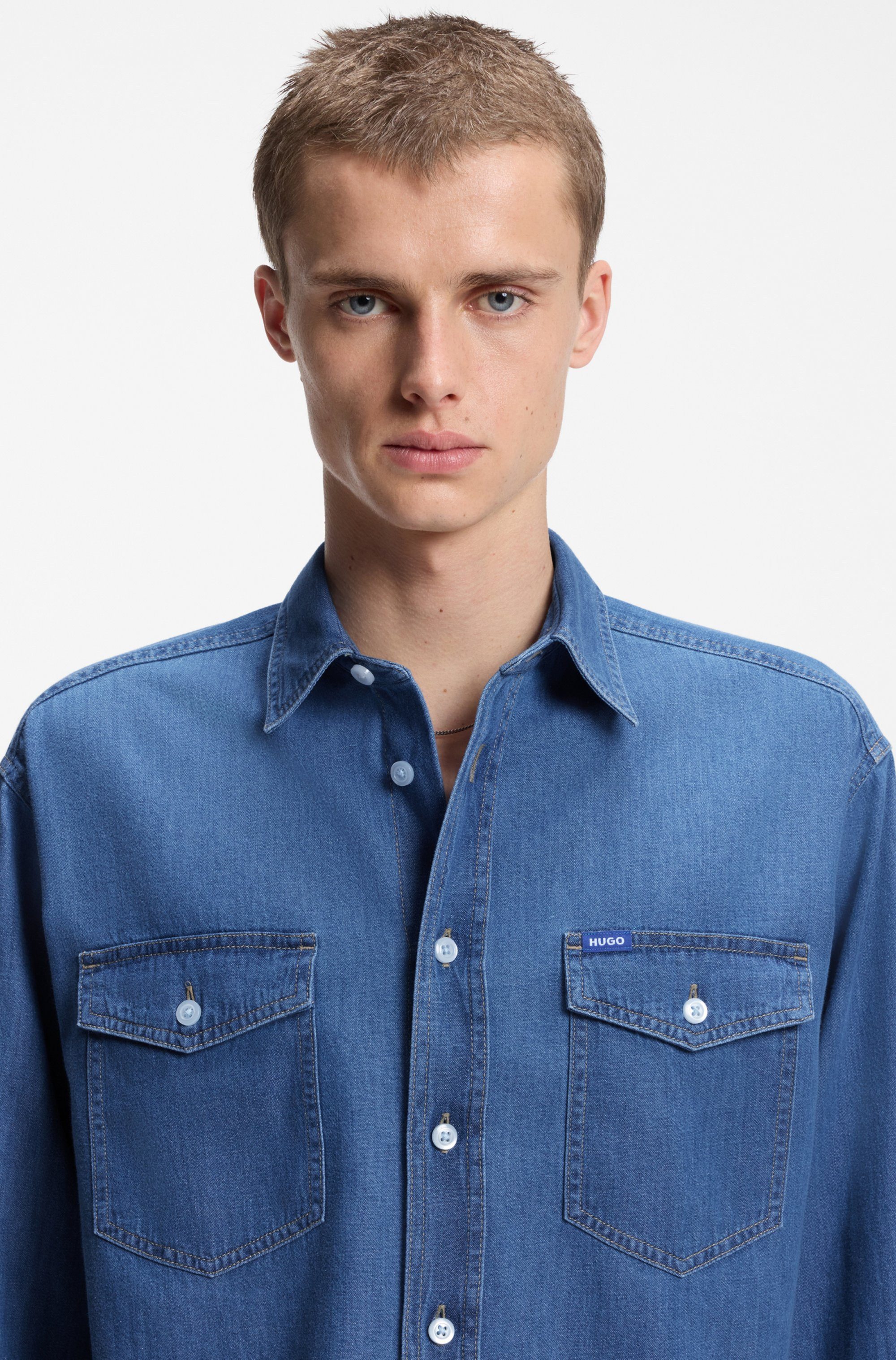 HUGO Blue Jeanshemd Ebino in cooler Waschung günstig online kaufen
