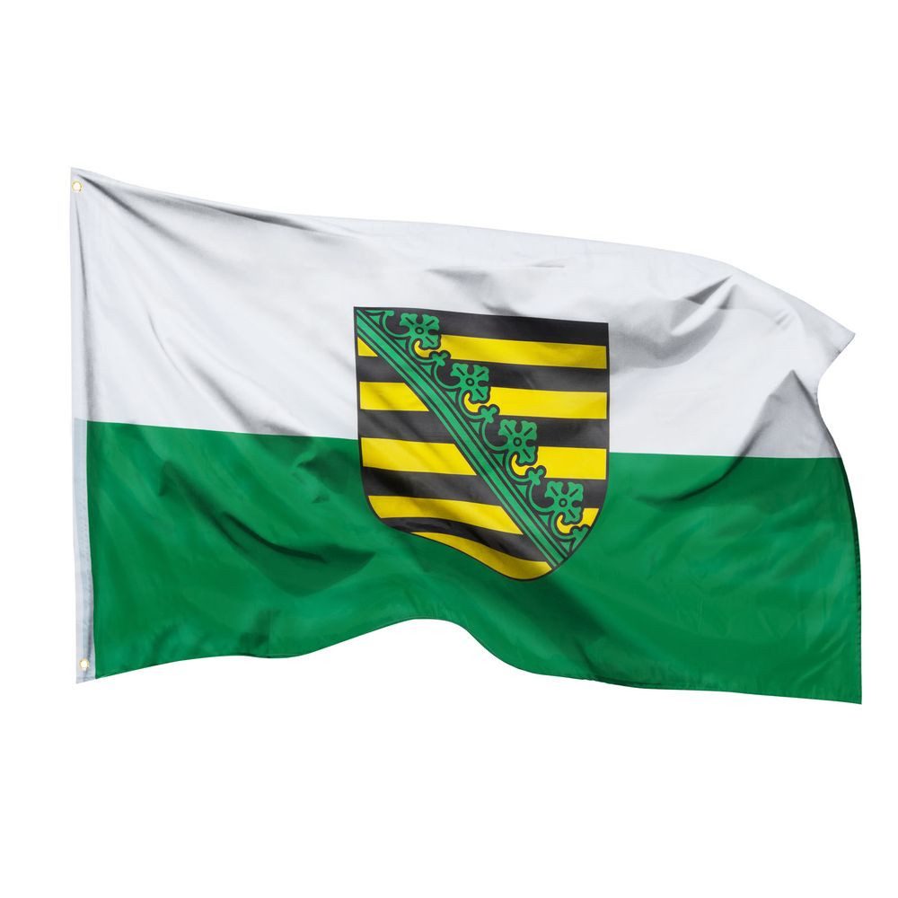 PHENO FLAGS Flagge Sachsen Flagge 90 x 150 cm Fahne Bundesländer Wappen (Hissflagge für Fahnenmast), Inkl. 2 Messing Ösen