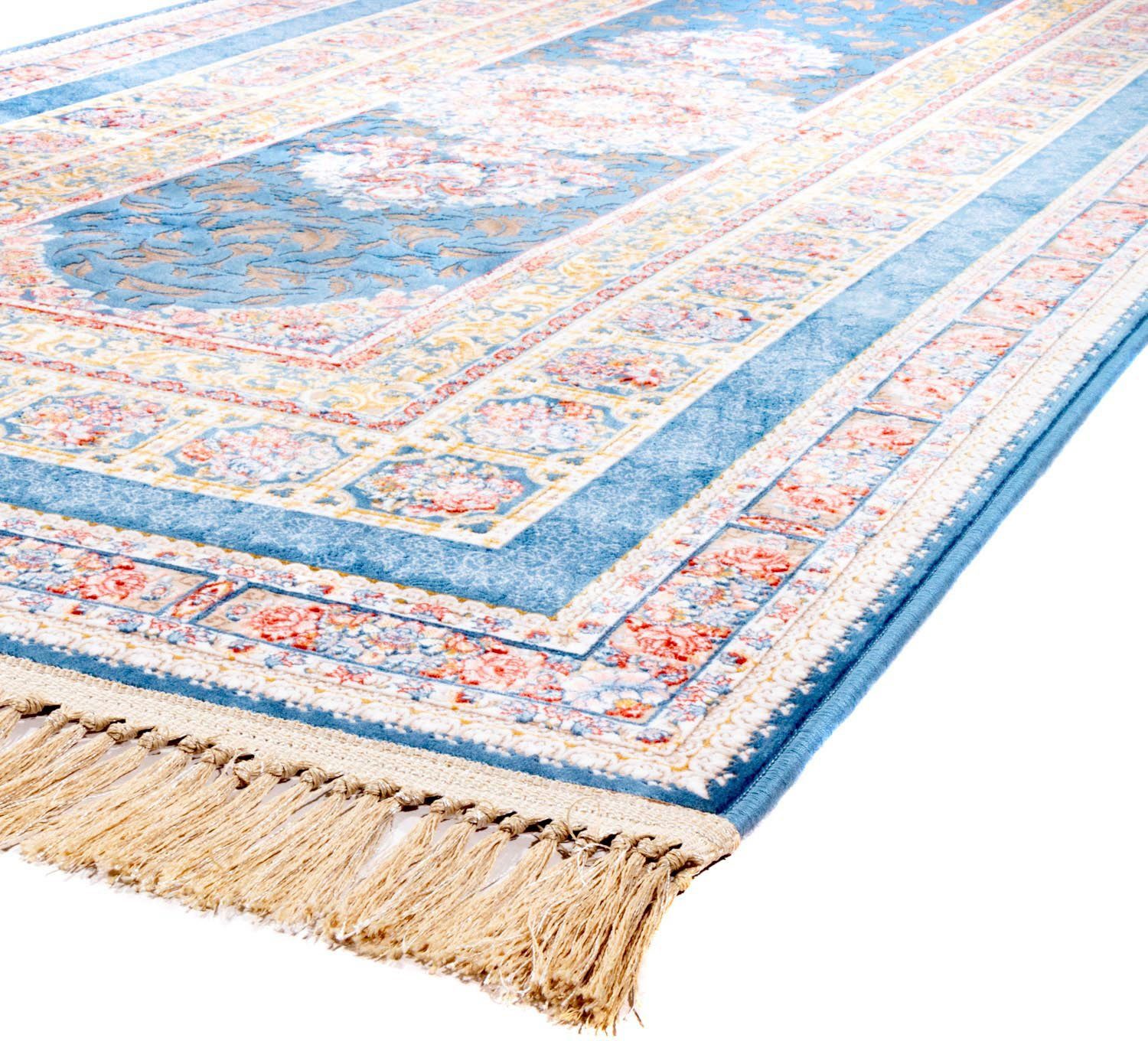 Orientteppich Orientteppich - Akghar - morgenland, läufer, mm Blau rechteckig, Höhe: 8