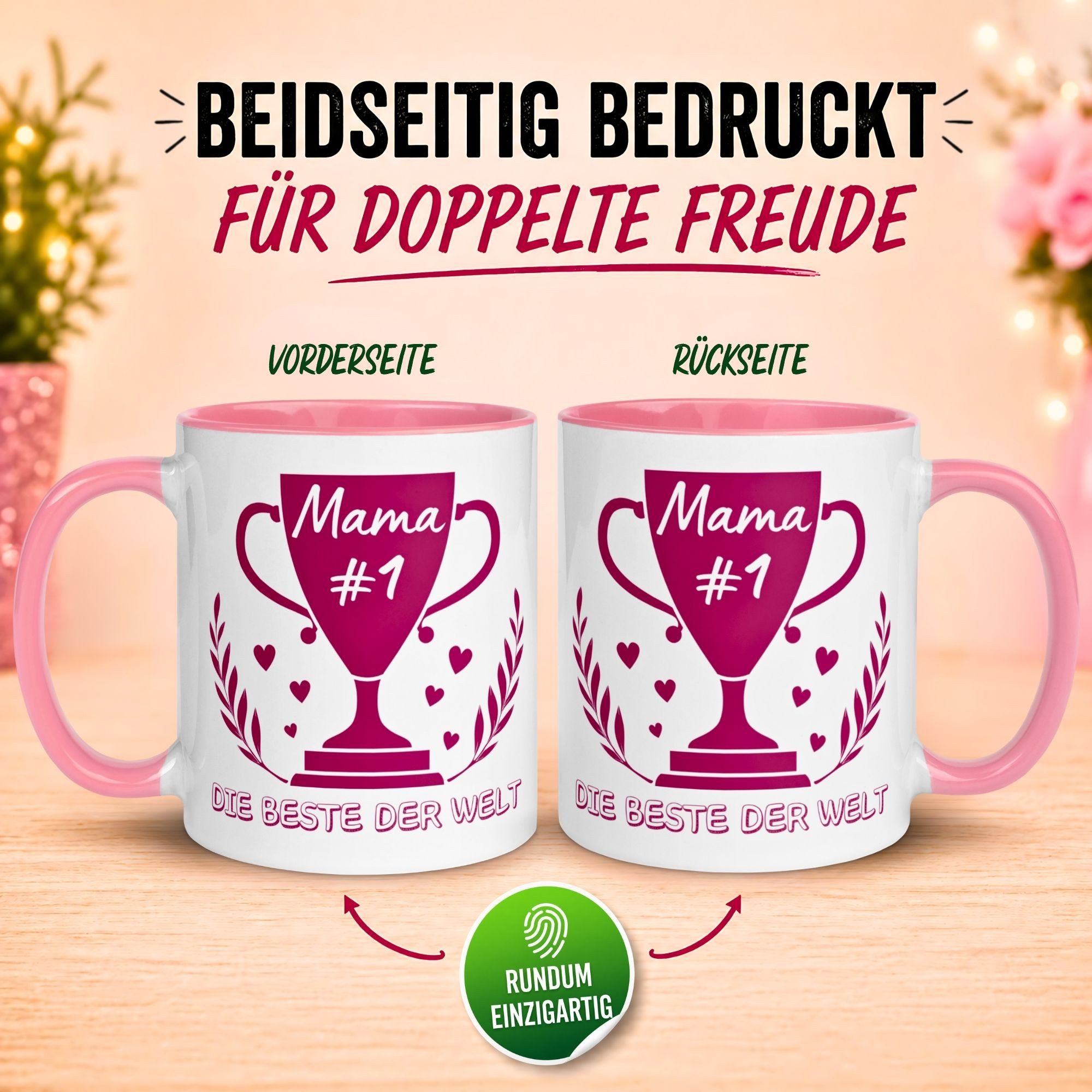 Momentals Tasse Mama – „Die Beste der Welt“ – Geschenk Becher Geburtstag Muttertag, Gratis Versand · Links-&Rechtshänder · Spülmaschinenfest