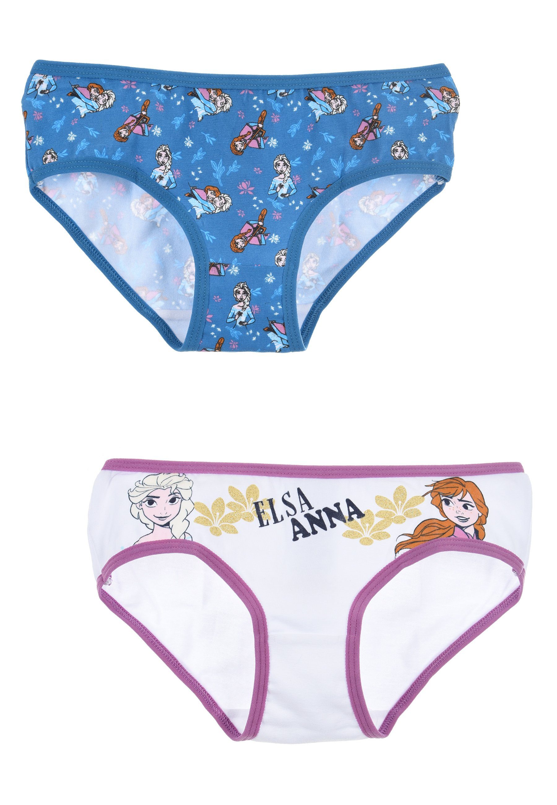 Disney Frozen Slip Eiskönigin Anna & Elsa Kinder Mädchen Shortys Unterhosen Schlüpfer (2-St)