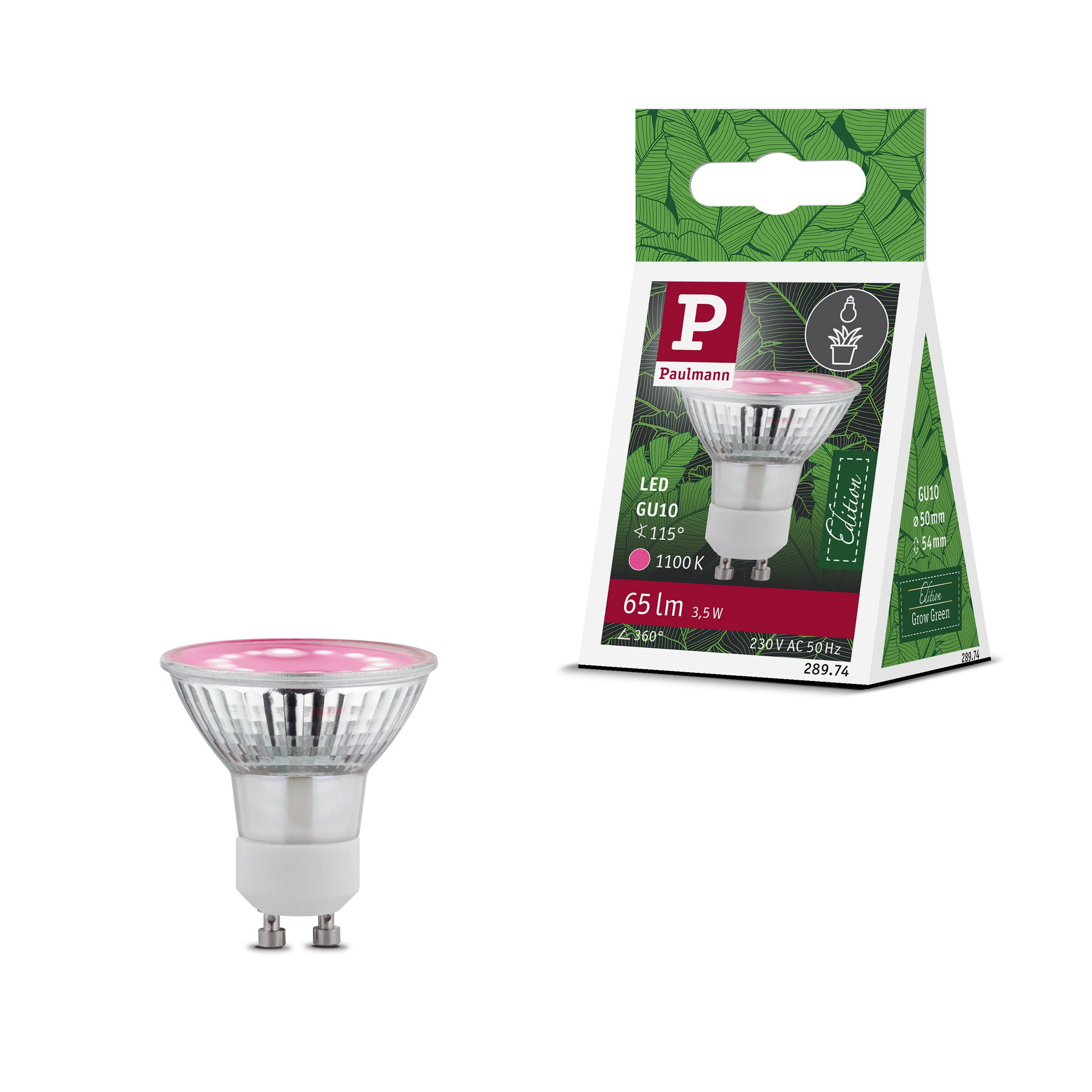 Paulmann LED-Filament Grow Green Edition Filament 230V LED Reflektor GU10 95lm 3,5W 1100K Si, GU10, 1 St.