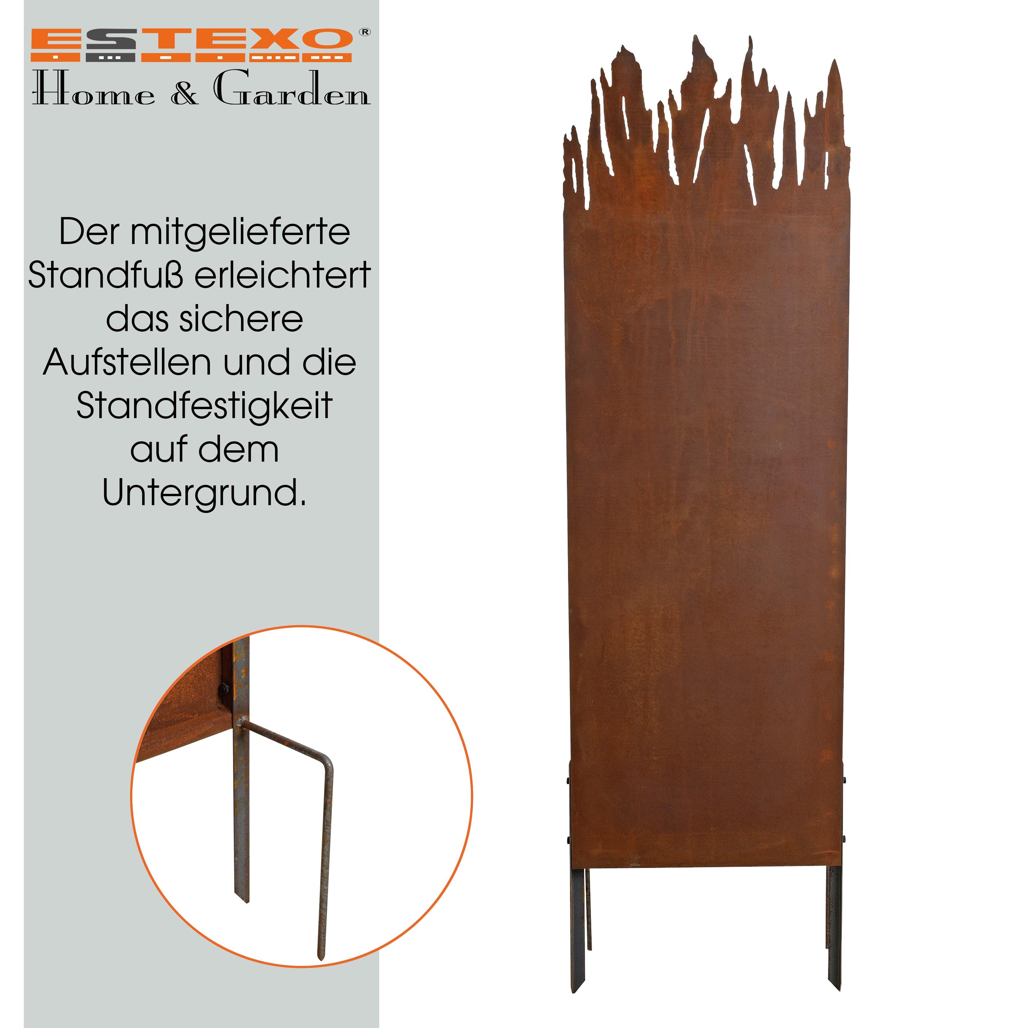 ESTEXO Sichtschutzelement Metall Gartenzaun Sichtschutzwand 150 cm Edel-Rost Sichtschutz-Eleme