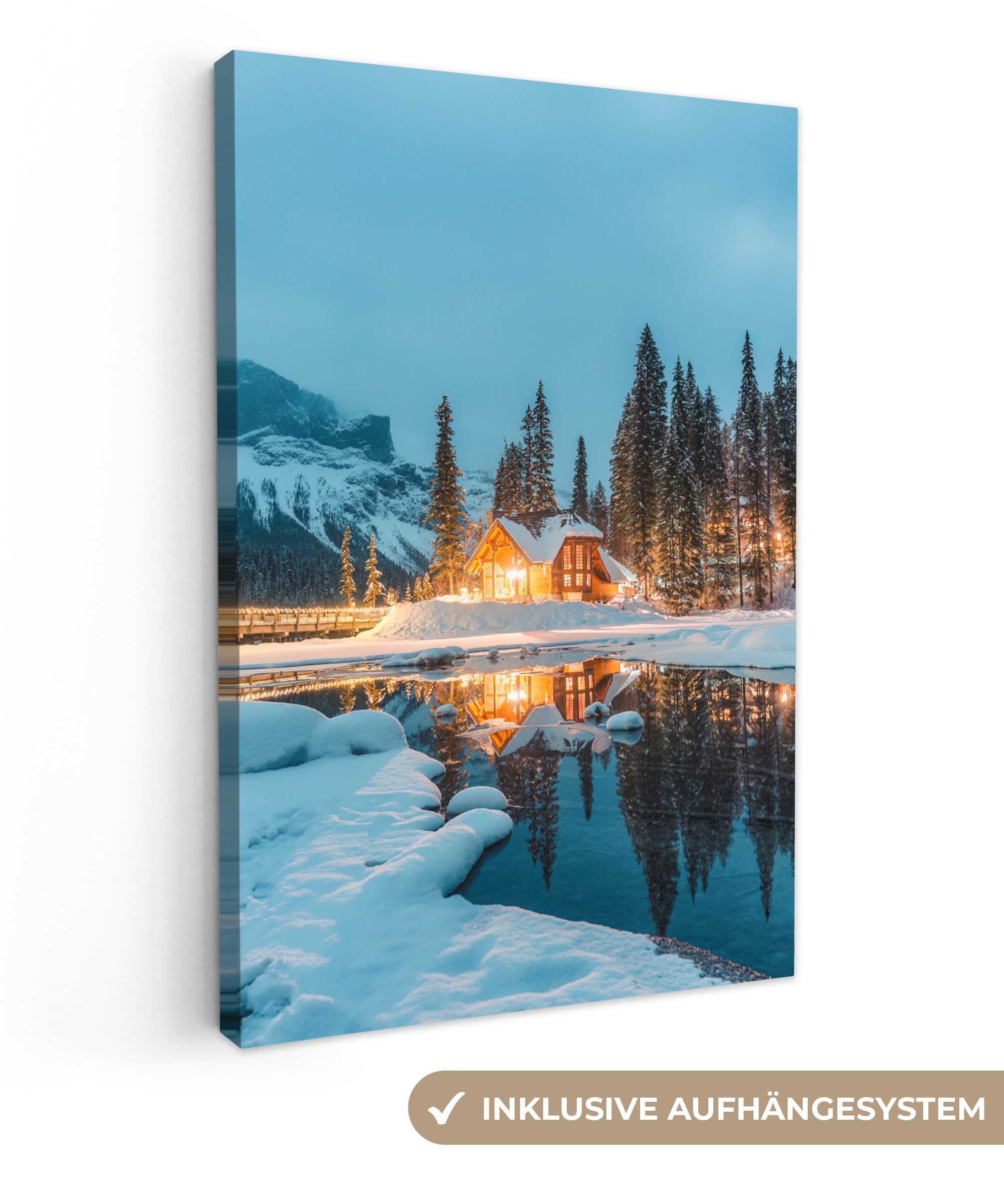 OneMillionCanvasses® Leinwandbild Winterlandschaft - Natur - Haus - Berge - günstig online kaufen