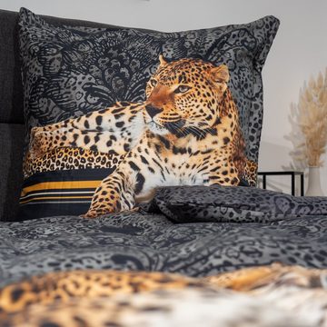 Bettwäsche Mako-Baumwolle, Traumschloss, Mako-Satin, 2 teilig, Leopard Großkatze Raubkatze