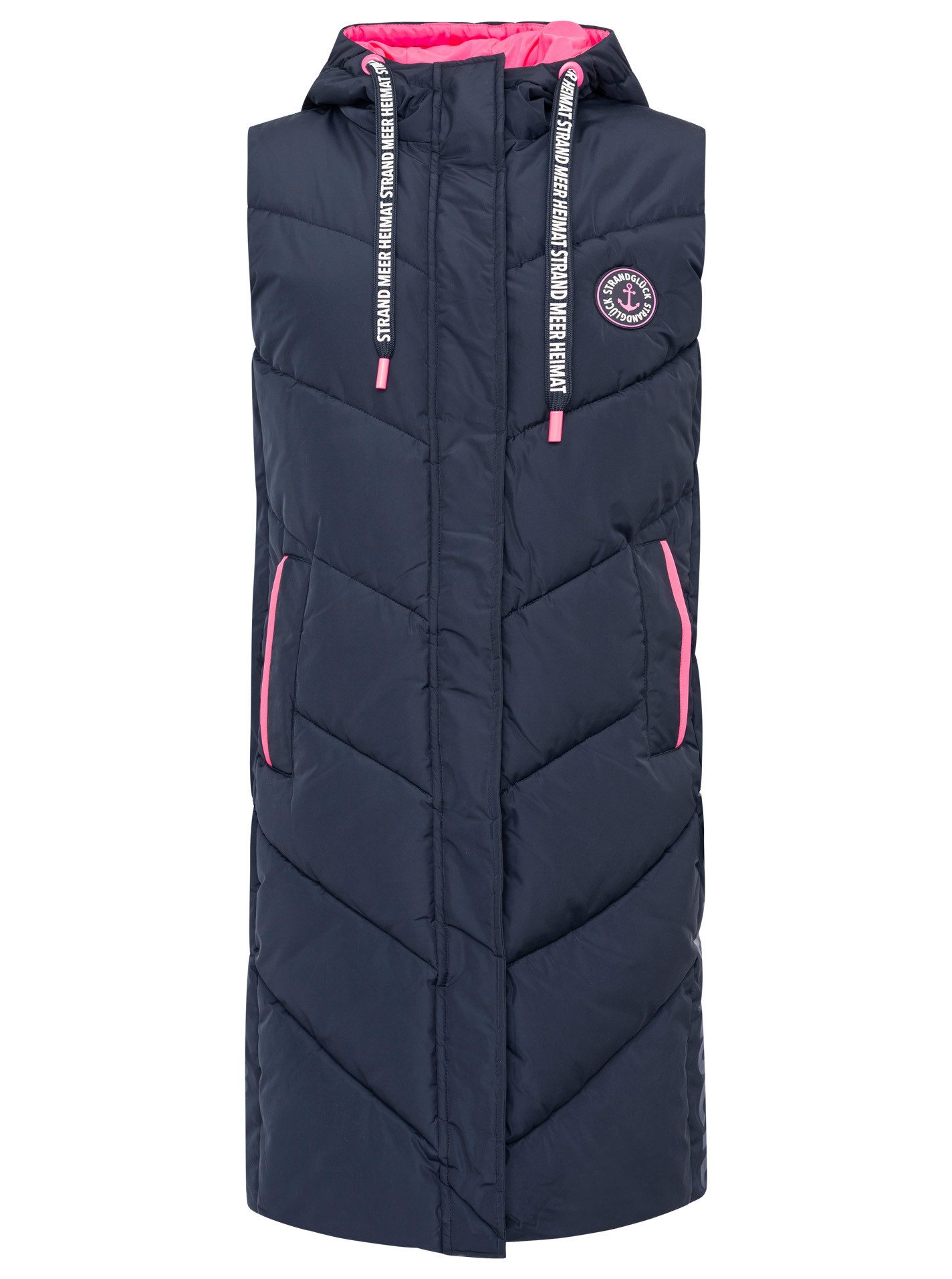 Zwillingsherz Steppweste "Strandglück" seitlicher Print, Kapuze, Taschen, m günstig online kaufen