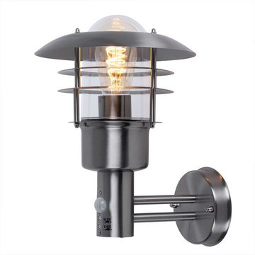 etc-shop Außen-Wandleuchte, Leuchtmittel nicht inklusive, Wandleuchte Außenleuchte Gartenlampe E27 Bewegungsmelder Edelstahl