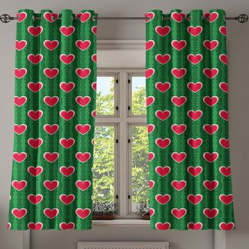 Gardine Dekorative 2-Panel-Fenstervorhänge für Schlafzimmer Wohnzimmer, Abakuhaus, Herzen Liebes-Muster