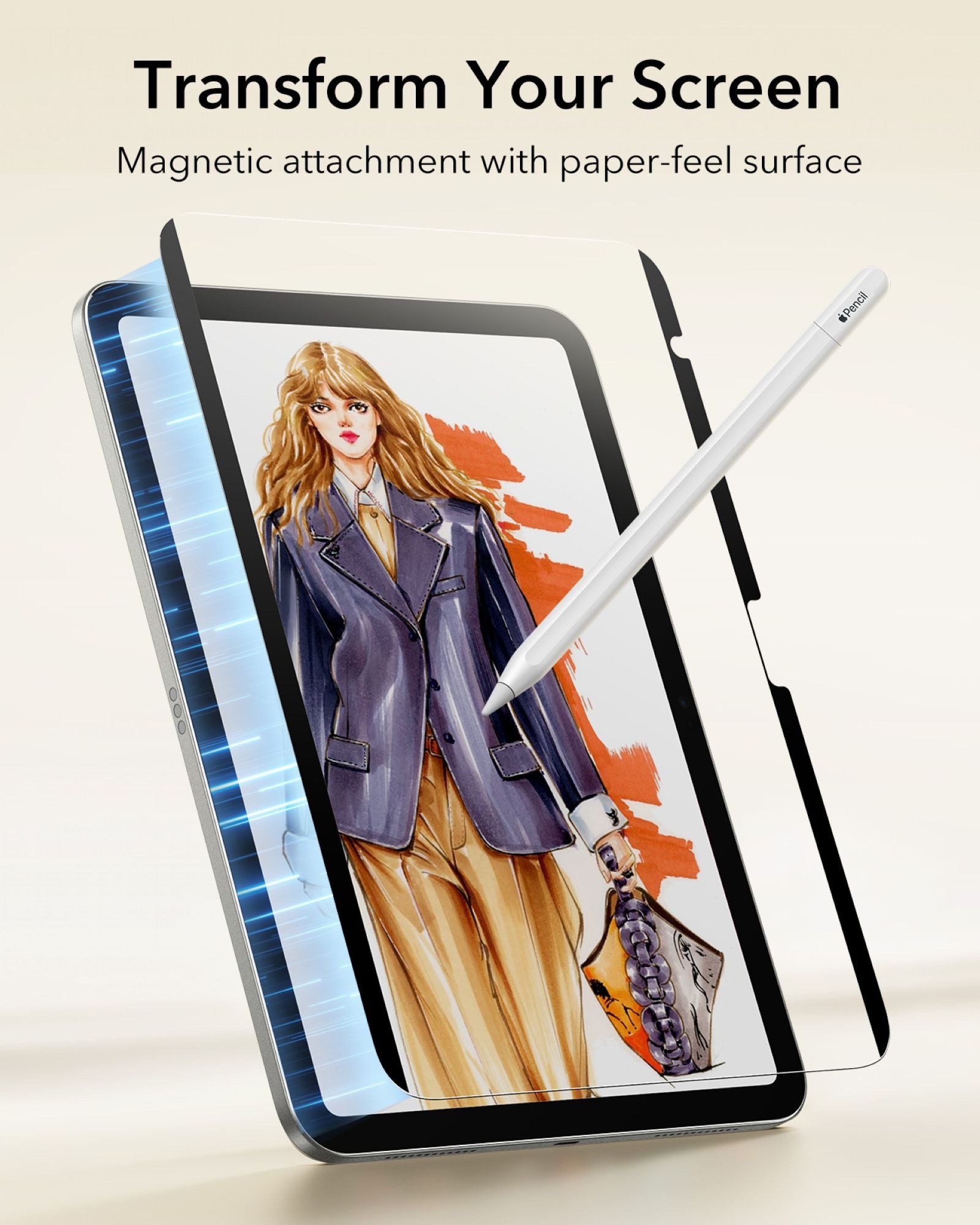 ESR Displayschutzfolie Magnetic (abnehmbar) Paper-Feel Displayschutzfolie für Apple iPad 11" (2025) / iPad 10,9" (2022), Schreiben wie auf Papier, reduziert Blendung