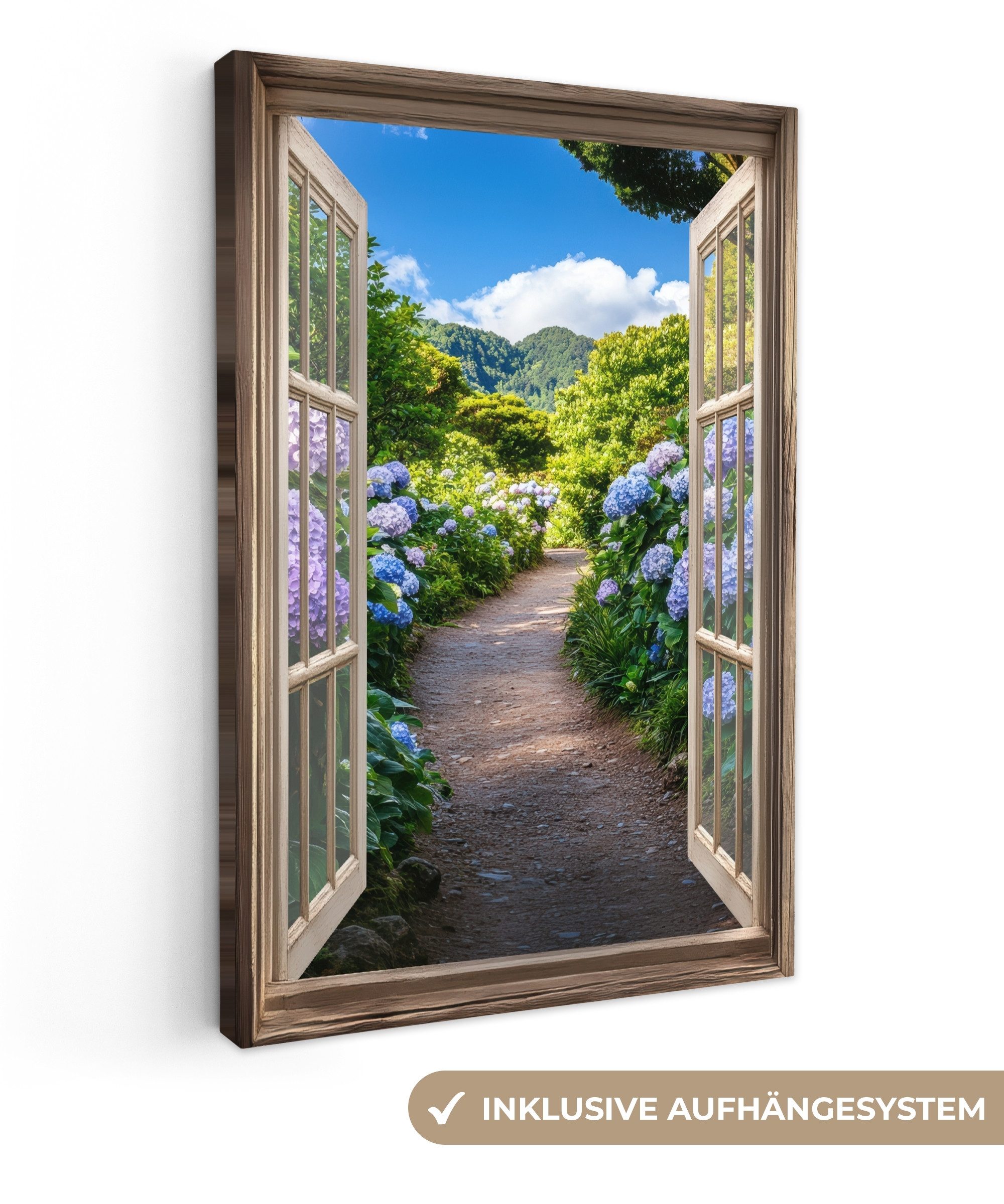 OneMillionCanvasses® Leinwandbild Durchblick - Hortensie - günstig online kaufen
