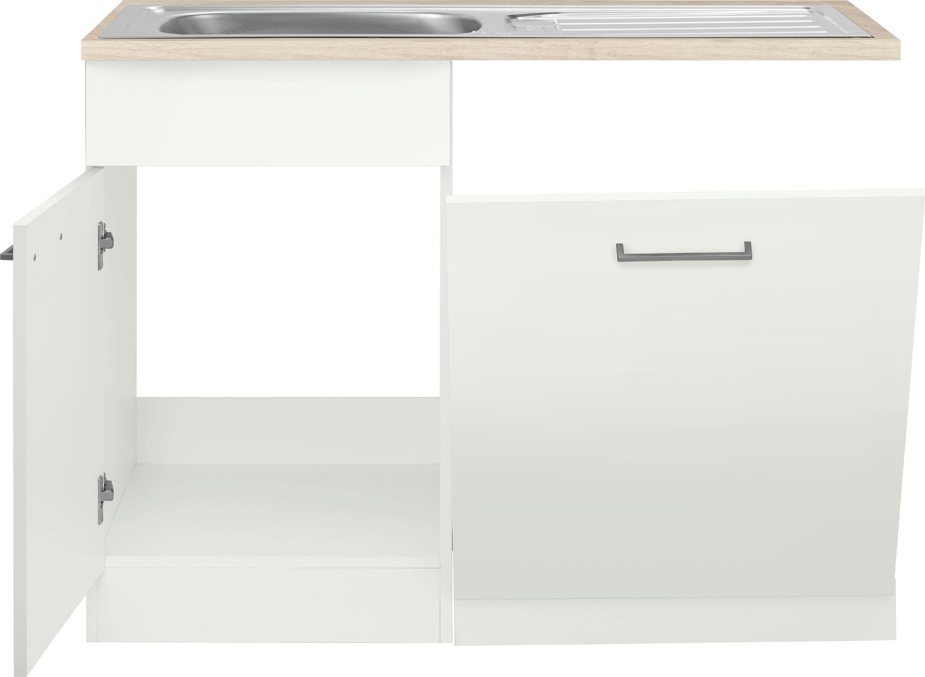 inkl. wiho Spülenschrank cm, Küchen Tür/Sockel 110 Zell für weiß/weiß Geschirrspüler Breite