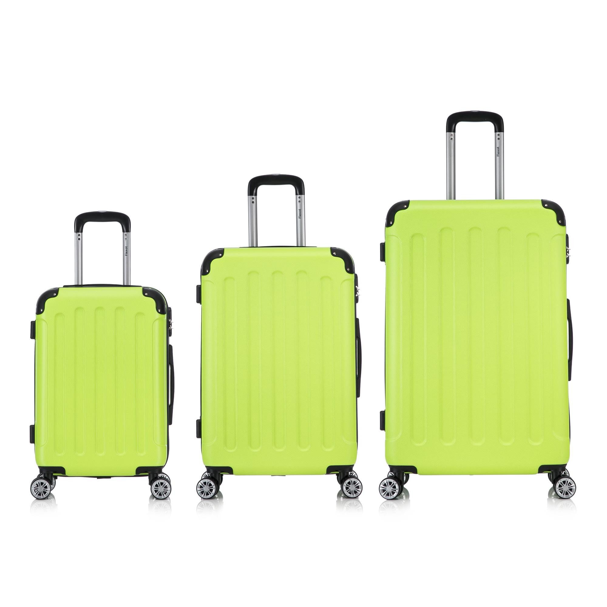 Flexot Hartschalen-Trolley F-2045 Kofferset, 360° Rollen, robuster Reisekoffer, Bordcase, 4 Rollen, Robuster und moderner Koffer mit vier 360° Rollen und Zahlenschloss