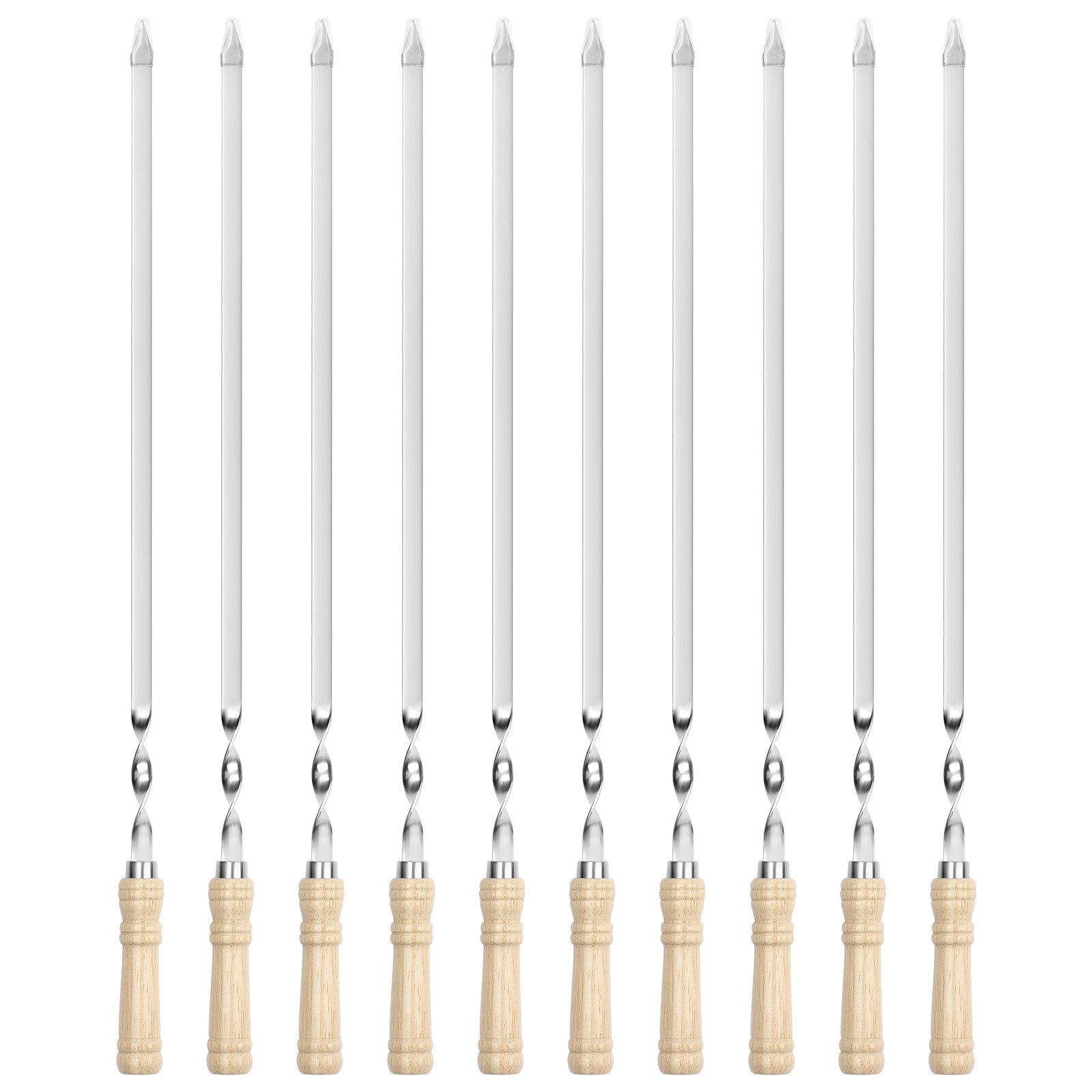 QUBEBU Grillspieß Edelstahl Grillspieße 10 Stück 55cm Schaschlik Spieße Wiederverwendbar (Flache 2 mm Spieße, 55cm Lang und 11mm Breit, 10-St., für BBQ Fleisch, Gemüse & Kebab, Perfekt für Grill, Barbecue & Camping), Fleischspieße, Schaschlikspieße, Mangal, Schampura