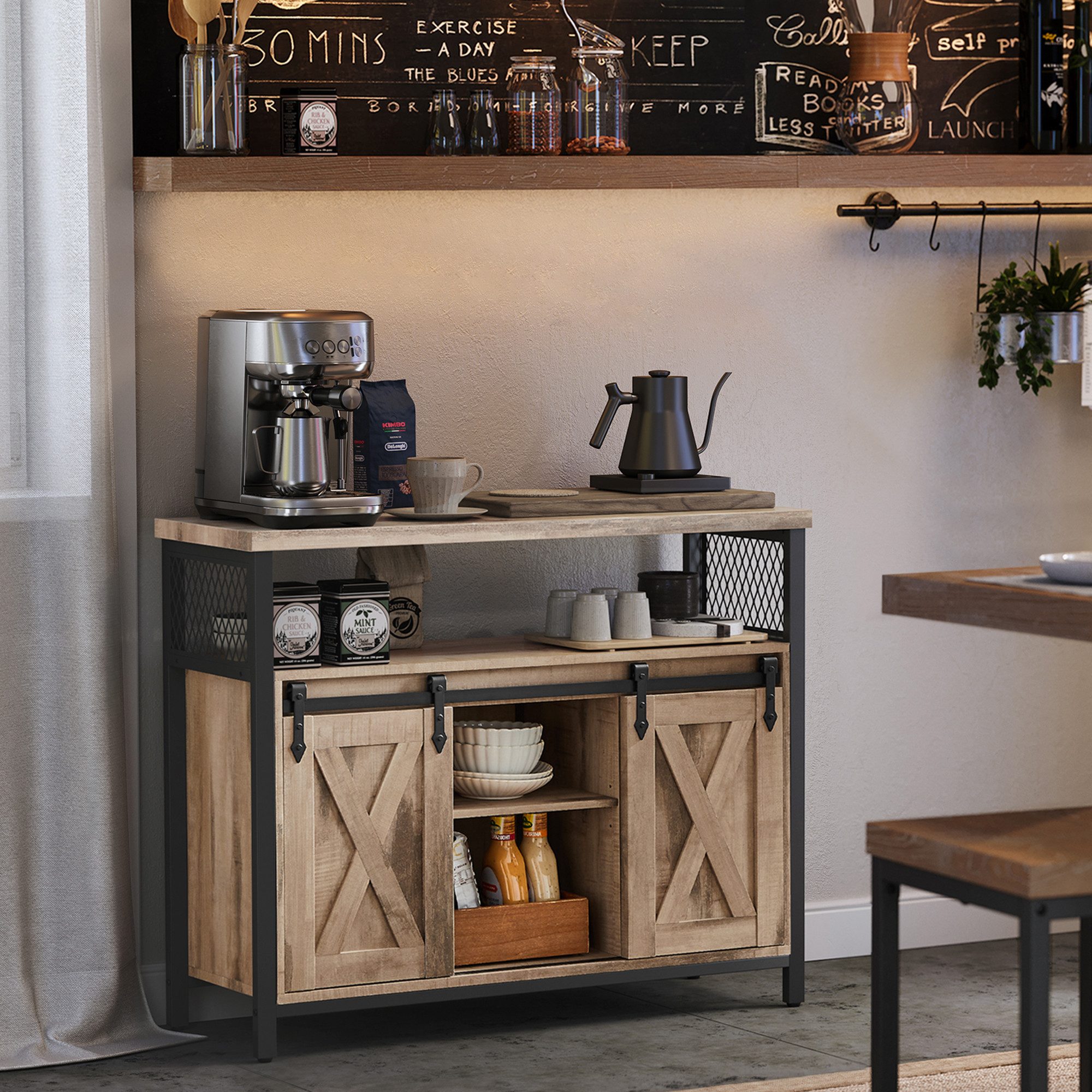 VASAGLE Sideboard Küchenschrank, Aufbewahrungsschrank, mit 2 Schiebetüren, günstig online kaufen