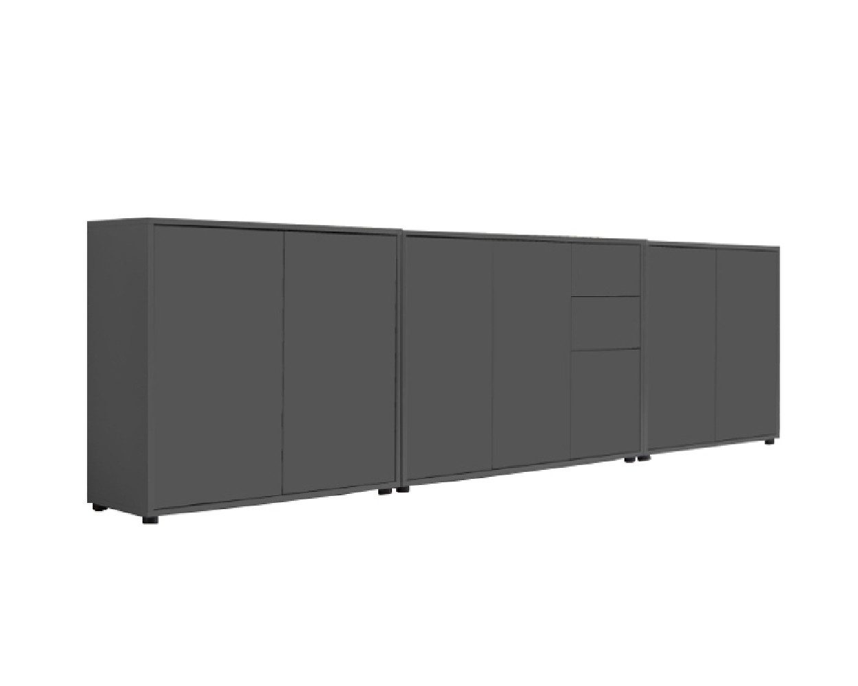 BMG Möbel Kommode Sideboard Mailand Set 6 in verschiedenen Ausführungen (3tlg), Korpus in Anthrazit, mit Anti-Fingerprint-Beschichtung