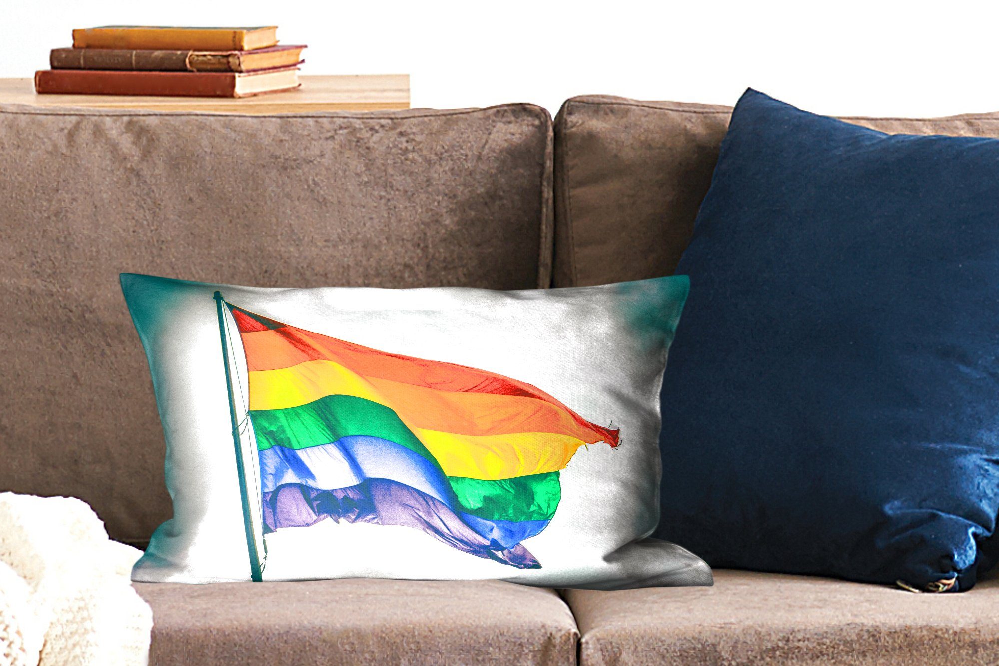 Dekoration, Regenbogenflagge, mit Zierkissen, Schlafzimmer Wohzimmer Füllung, einer Foto Dekokissen MuchoWow Dekokissen