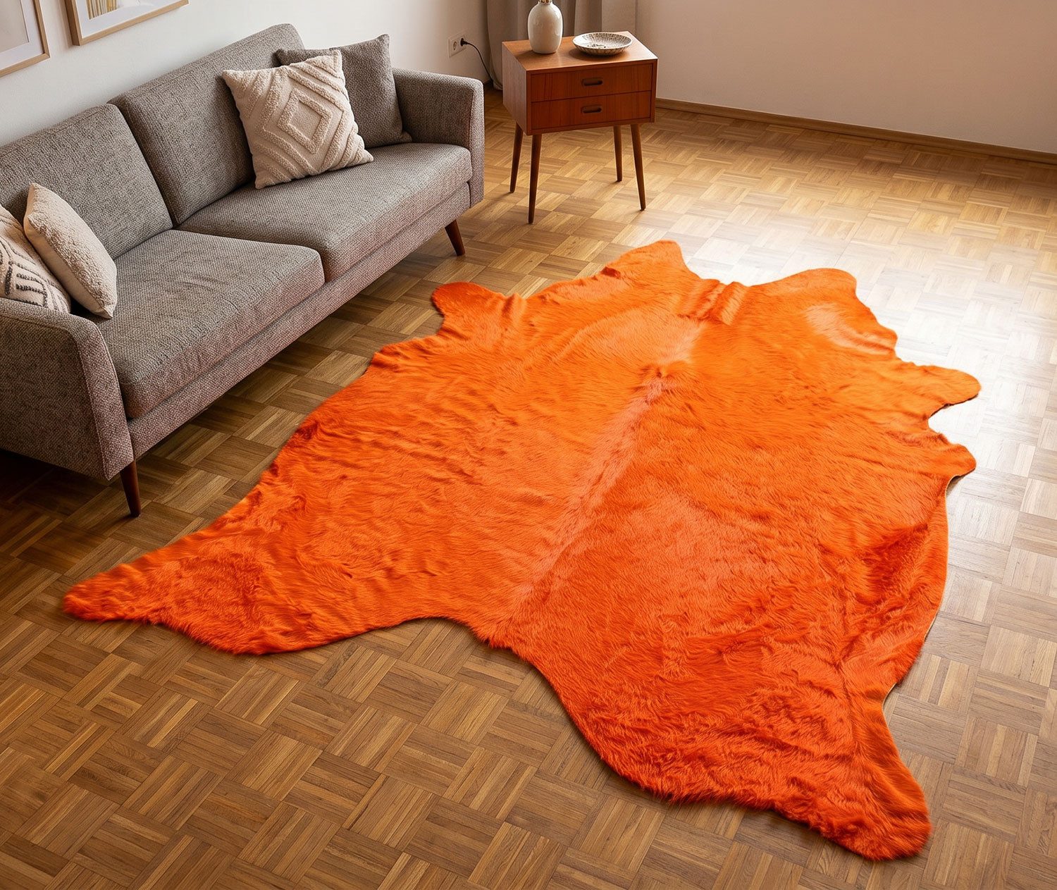 KUHFELL online & NOMAD Fellteppich KUHFELL STIERFELL BLAU PINK ROT GRÜN SCHWARZ ORANGE GELB GEFÄRBT