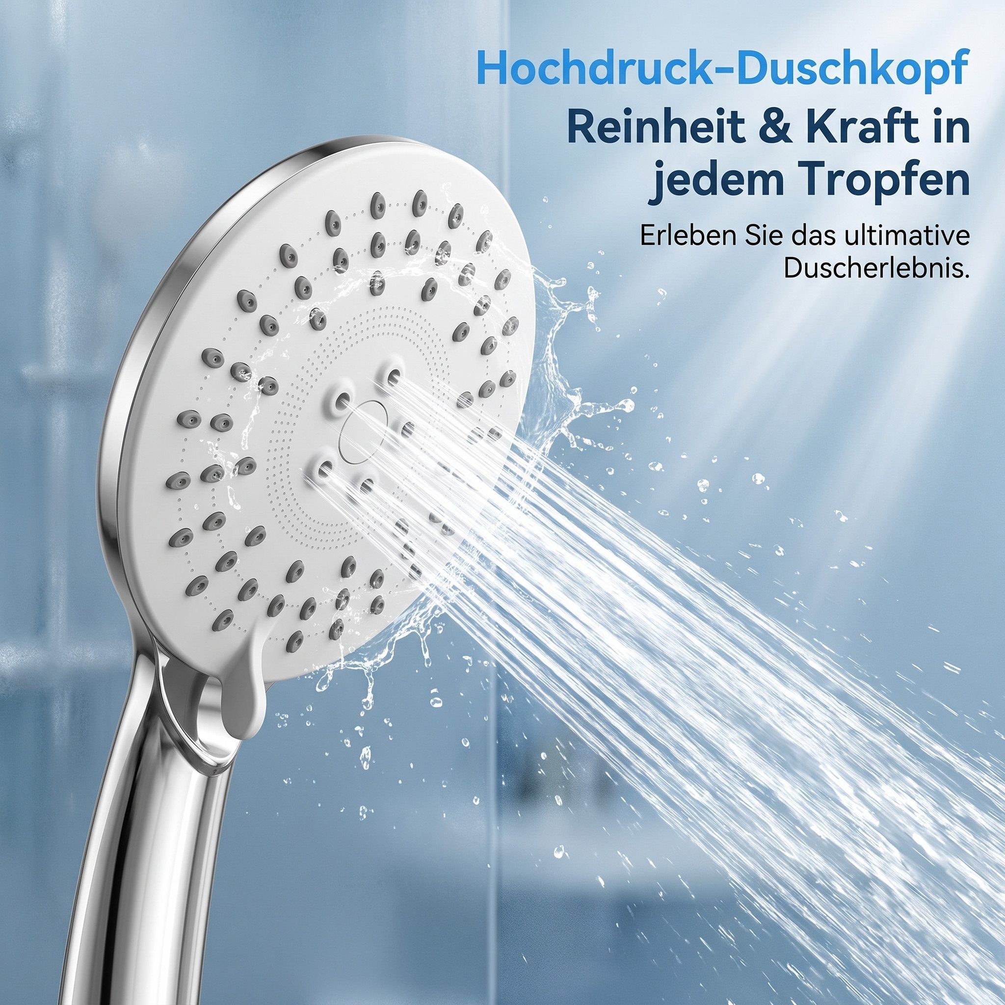 AIMAX Handbrause Hochdruck Handbrause mit 3 Strahlarten Antikalk G1/2