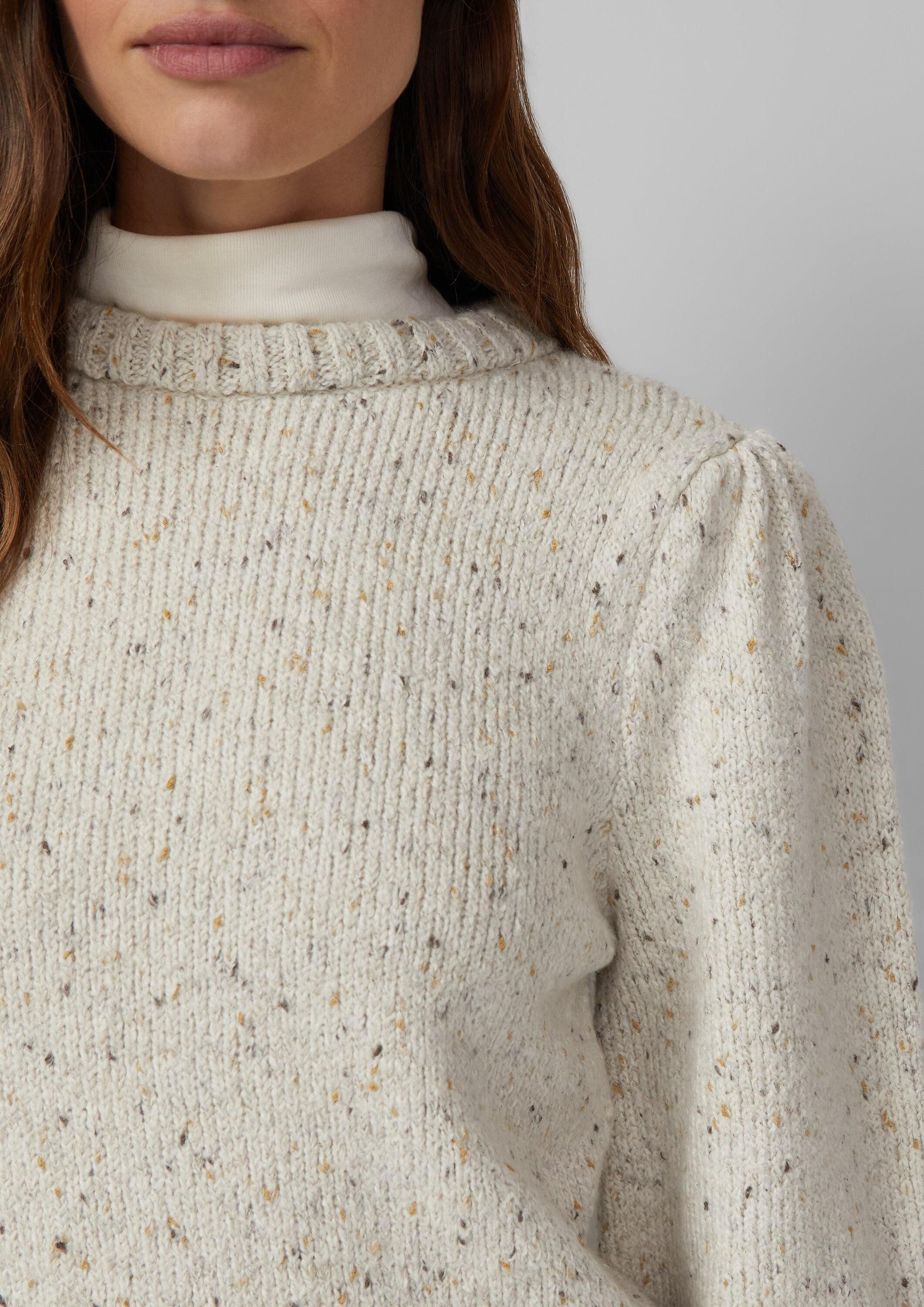 s.Oliver Longpullover Strickpullover Strickpullover mit Puffärmeln aus Baumwollmix
