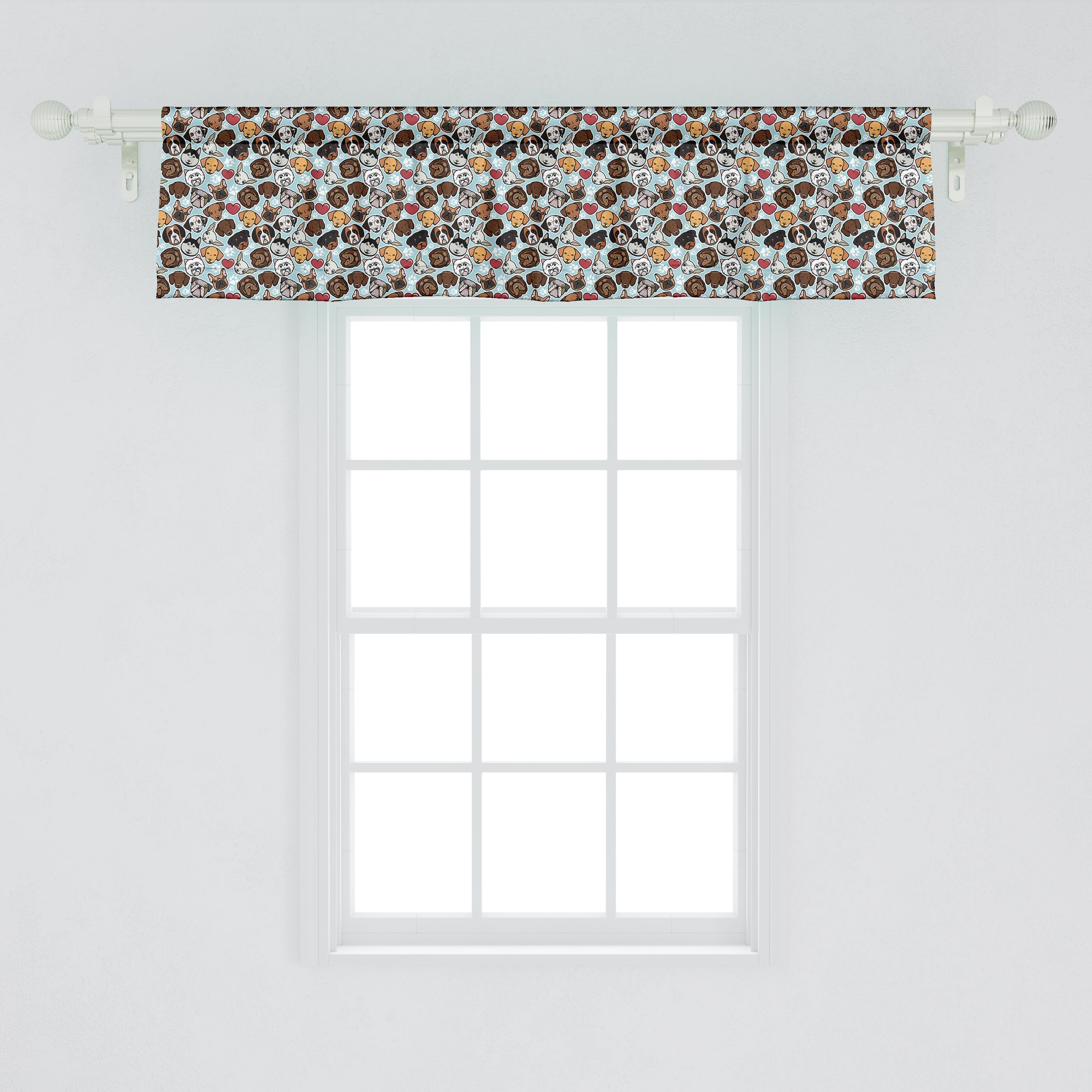 Scheibengardine Vorhang Volant für Dekor Stangentasche, Liebe Abakuhaus, Schlafzimmer Rassen Canine Microfaser, mit Hundeliebhaber Küche