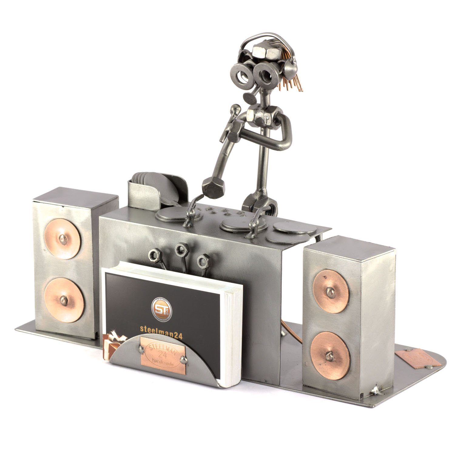 Steelman24 Dekofigur Diskjockey Mit Visitenkartenhalter