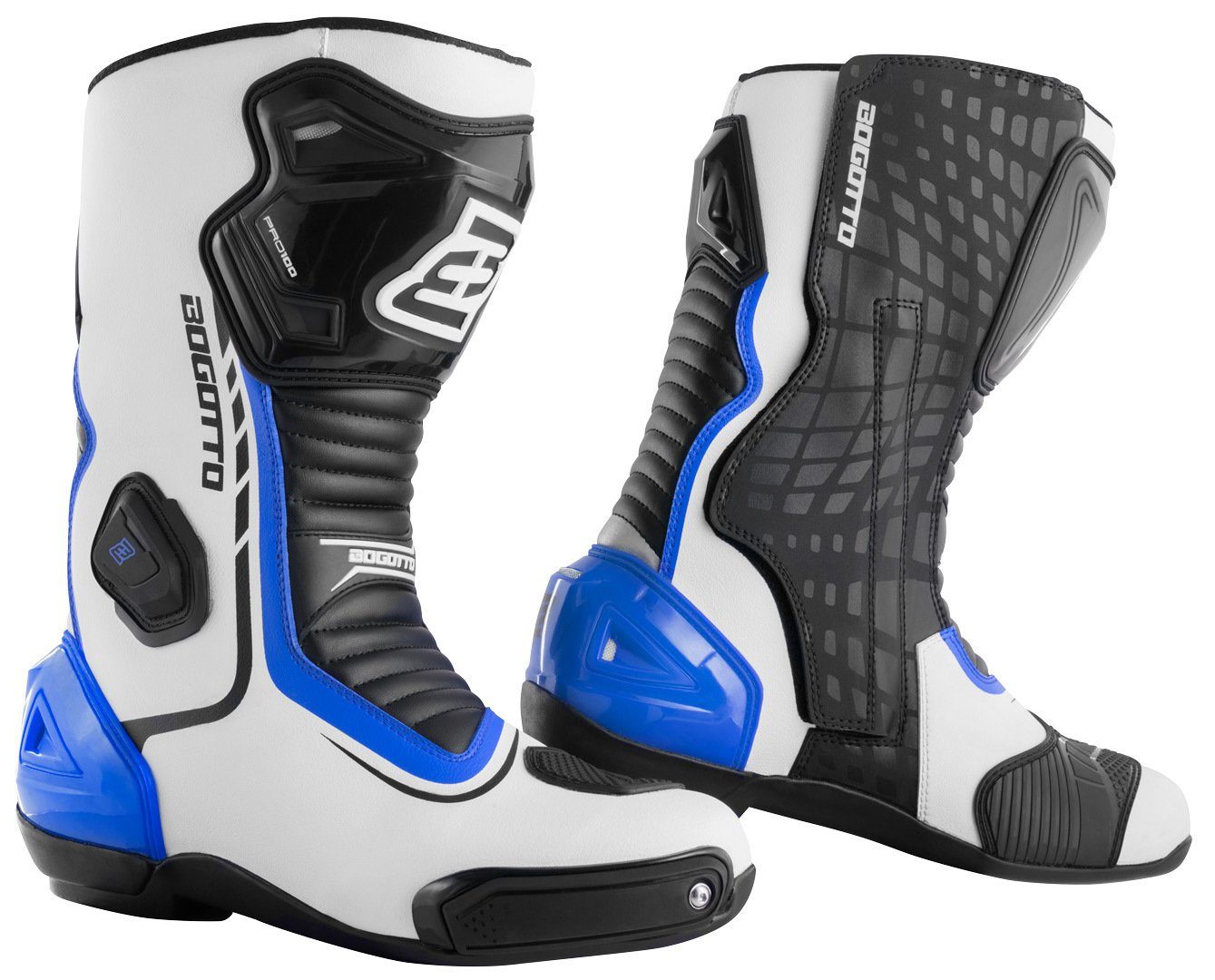 Bogotto Race-X Motorrad Stiefel Motorradstiefel White/Blue/Black