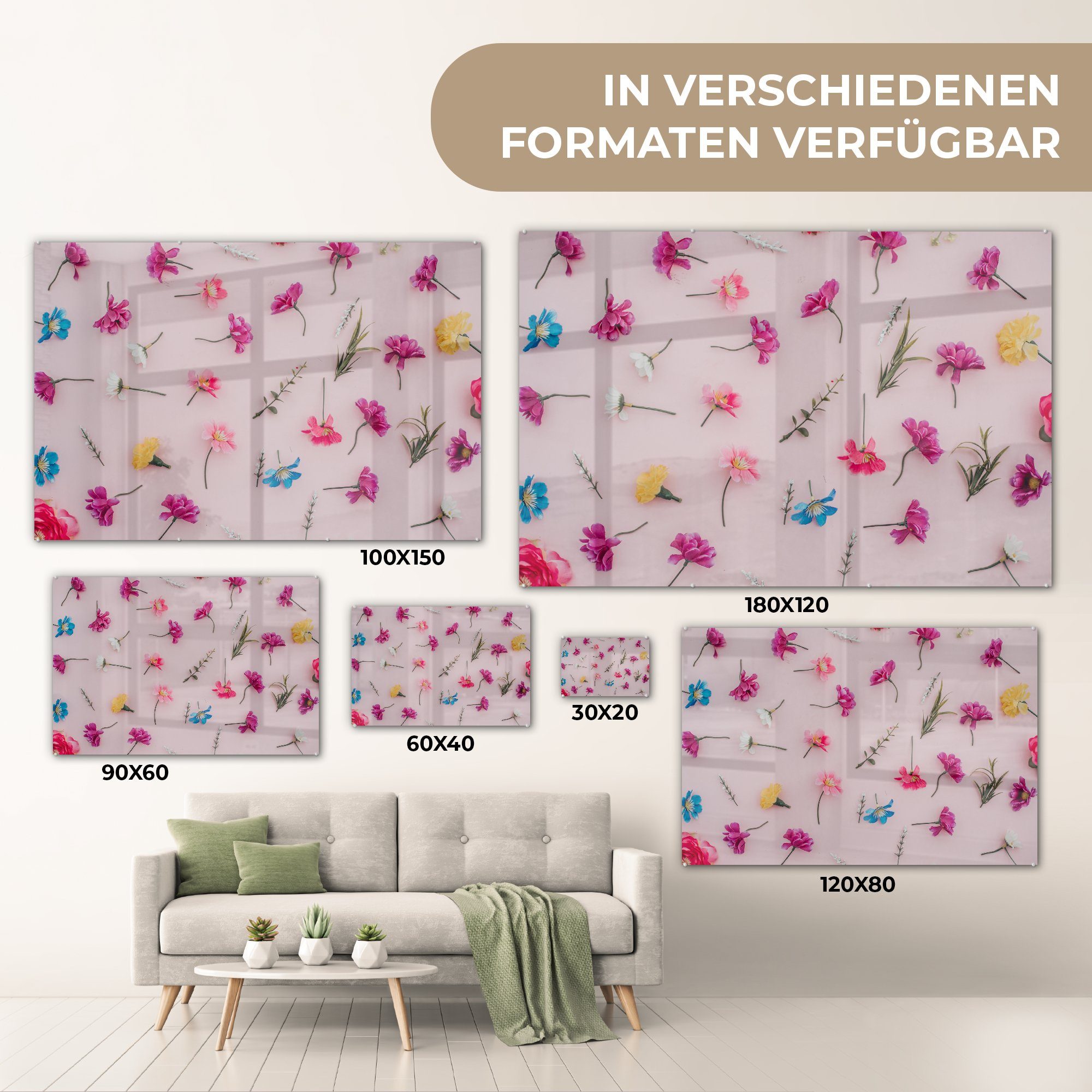 Regenbogen Acrylglasbilder Frühling, - & Blumen (1 St), - Schlafzimmer MuchoWow Acrylglasbild Wohnzimmer