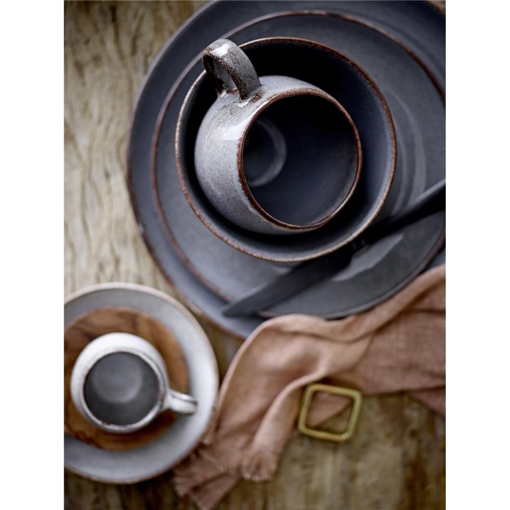 Bloomingville Tasse Sandrine Becher, Tasse, Grau, Steingut, dänisches Design, Steinzeug, Keramikbecher, Kakaobecher, Frühstücksbecher, nordischer Naturlook
