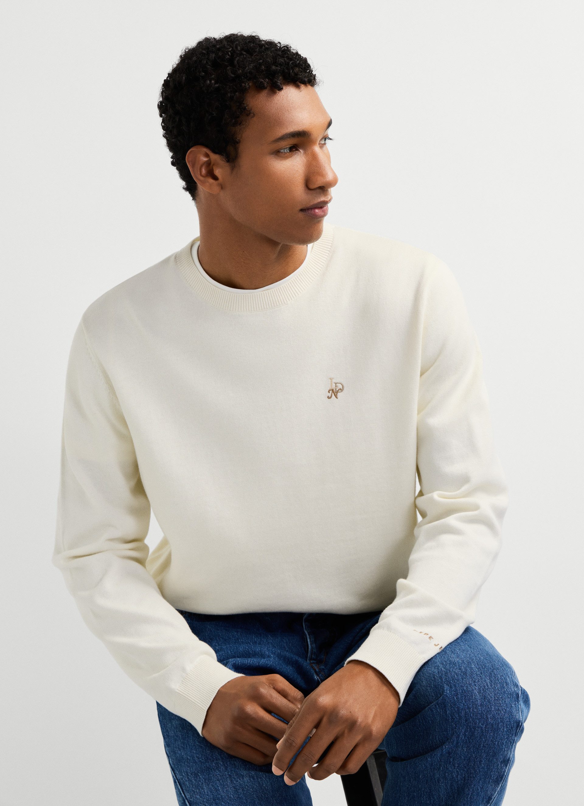 Pepe Jeans Rundhalspullover DANIELS mit gestickten Details, Baumwolle