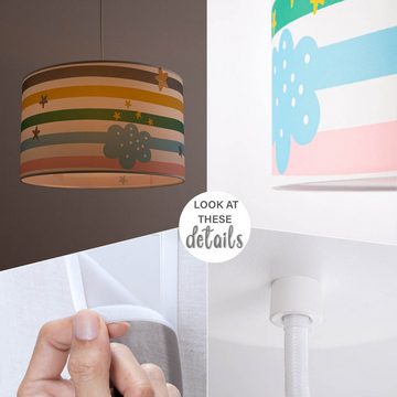 Paco Home Pendelleuchte Tweet 462, ohne Leuchtmittel, Lampe Kinderzimmer Babyzimmer Deckenlampe Streifen Regenbogen E27